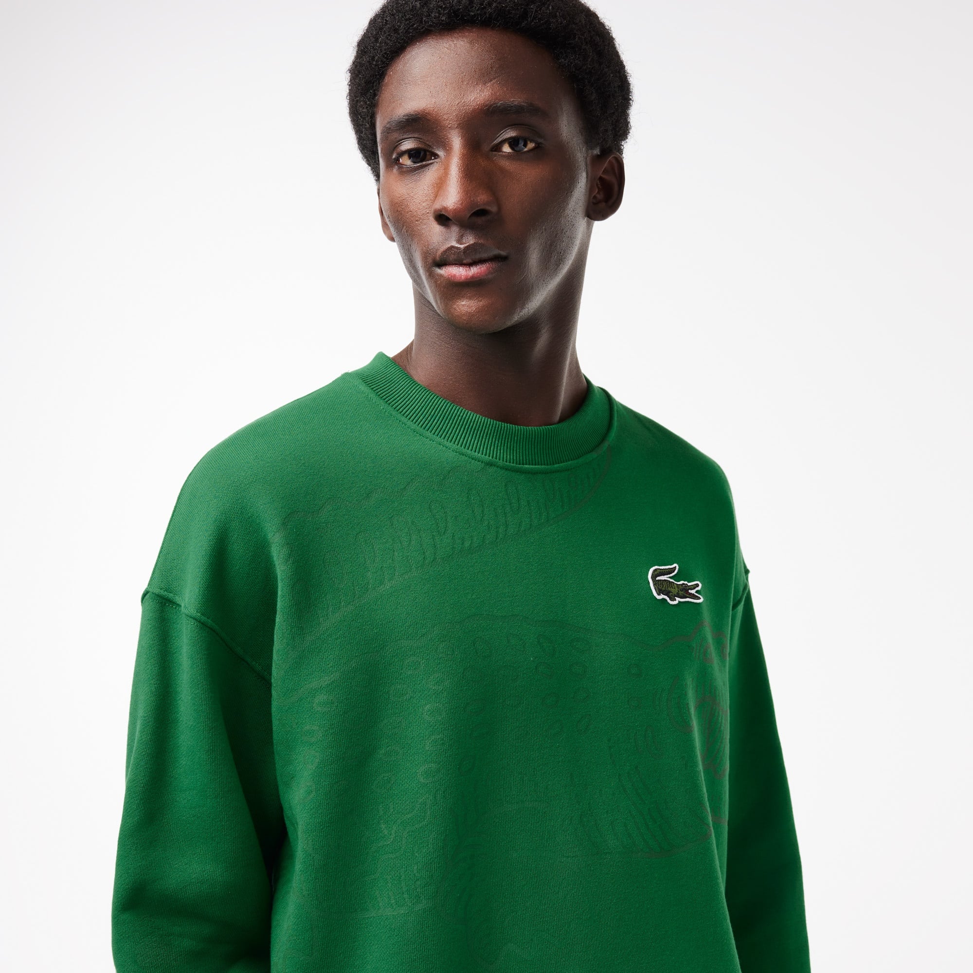 Lacoste Erkek Loose Fit Bisiklet Yaka Yeşil Sweatshirt