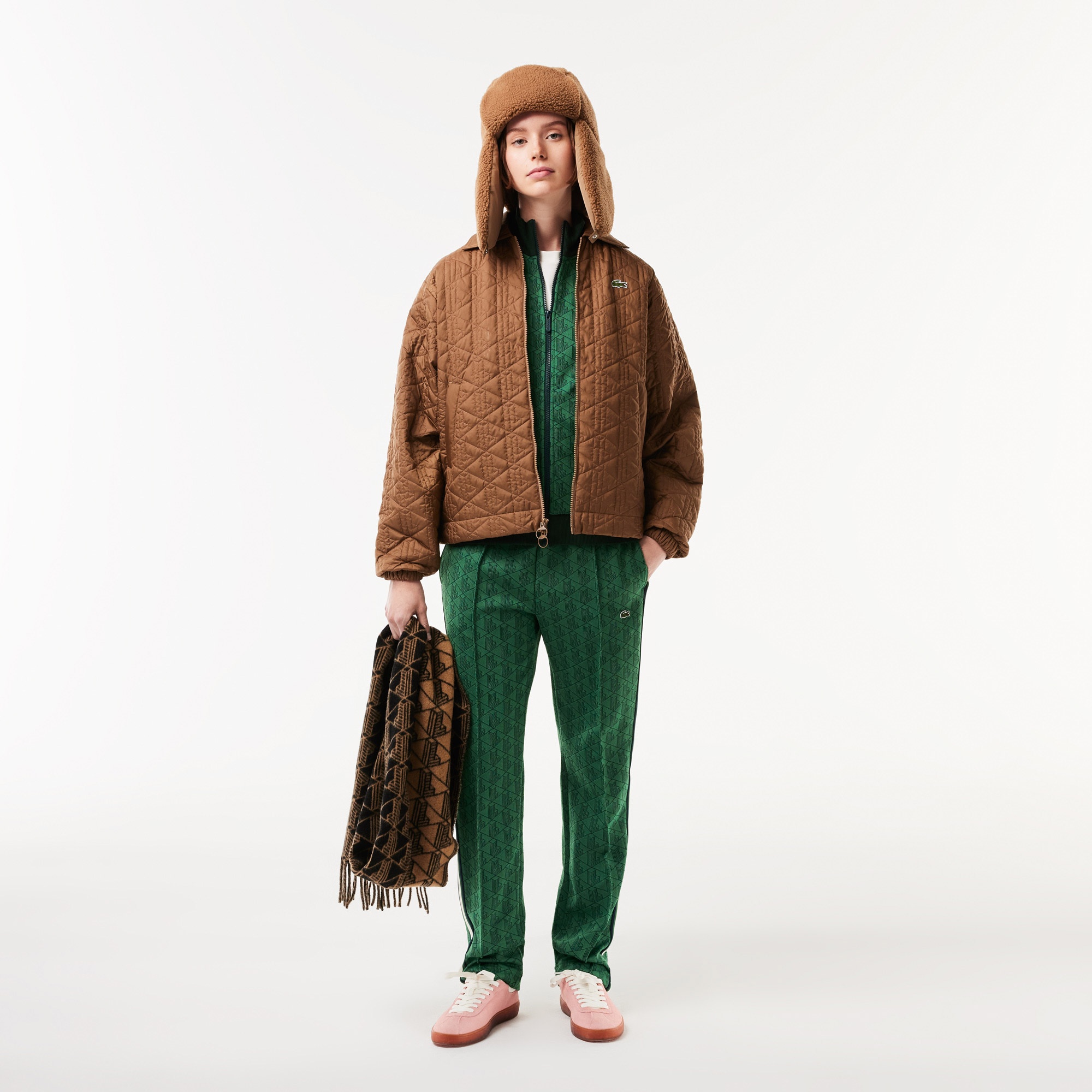 Lacoste Kadın Straight Fit Monogram Yeşil Eşofman Altı