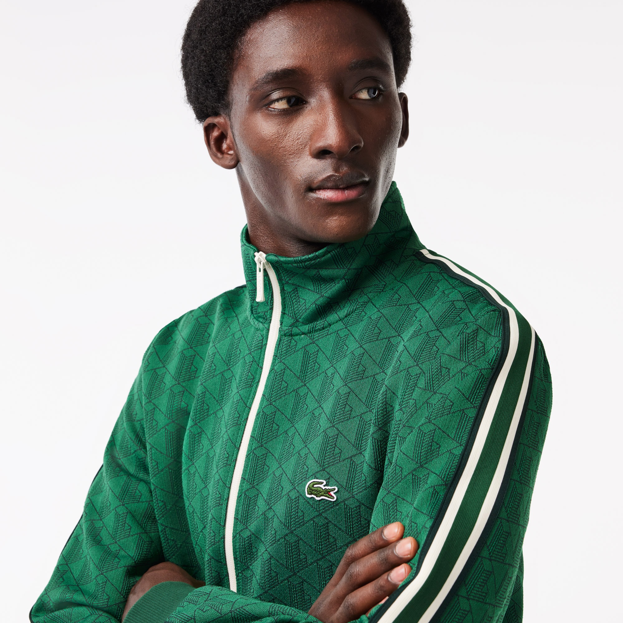 Lacoste Erkek Regular Fit Fermuarlı Monogram Yeşil Sweatshirt