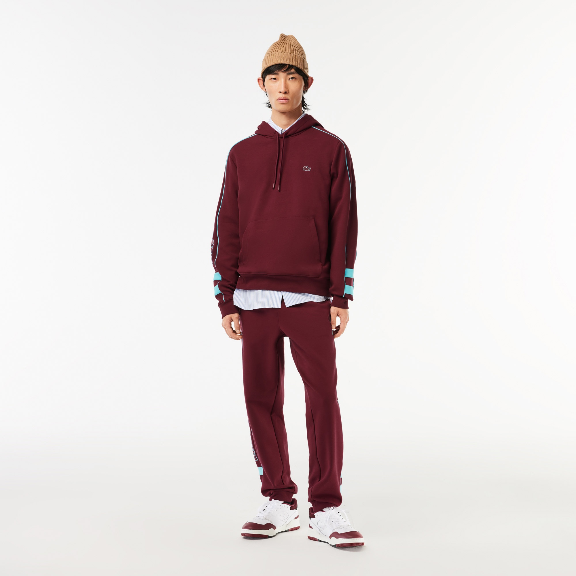 Lacoste Erkek Classic Fit Kapüşonlu Baskılı Kırmızı Sweatshirt