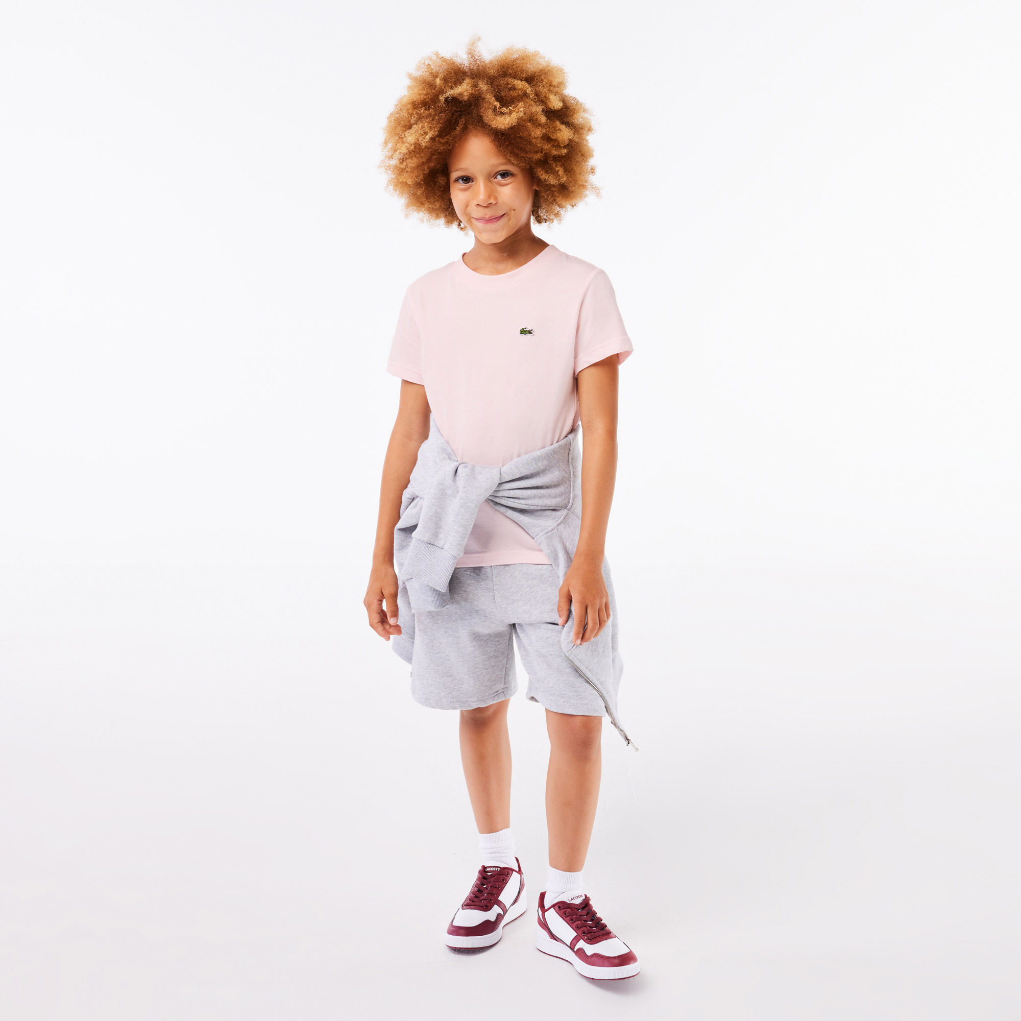 Lacoste Çocuk Bisiklet Yaka Açık Pembe T-Shirt görsel 6