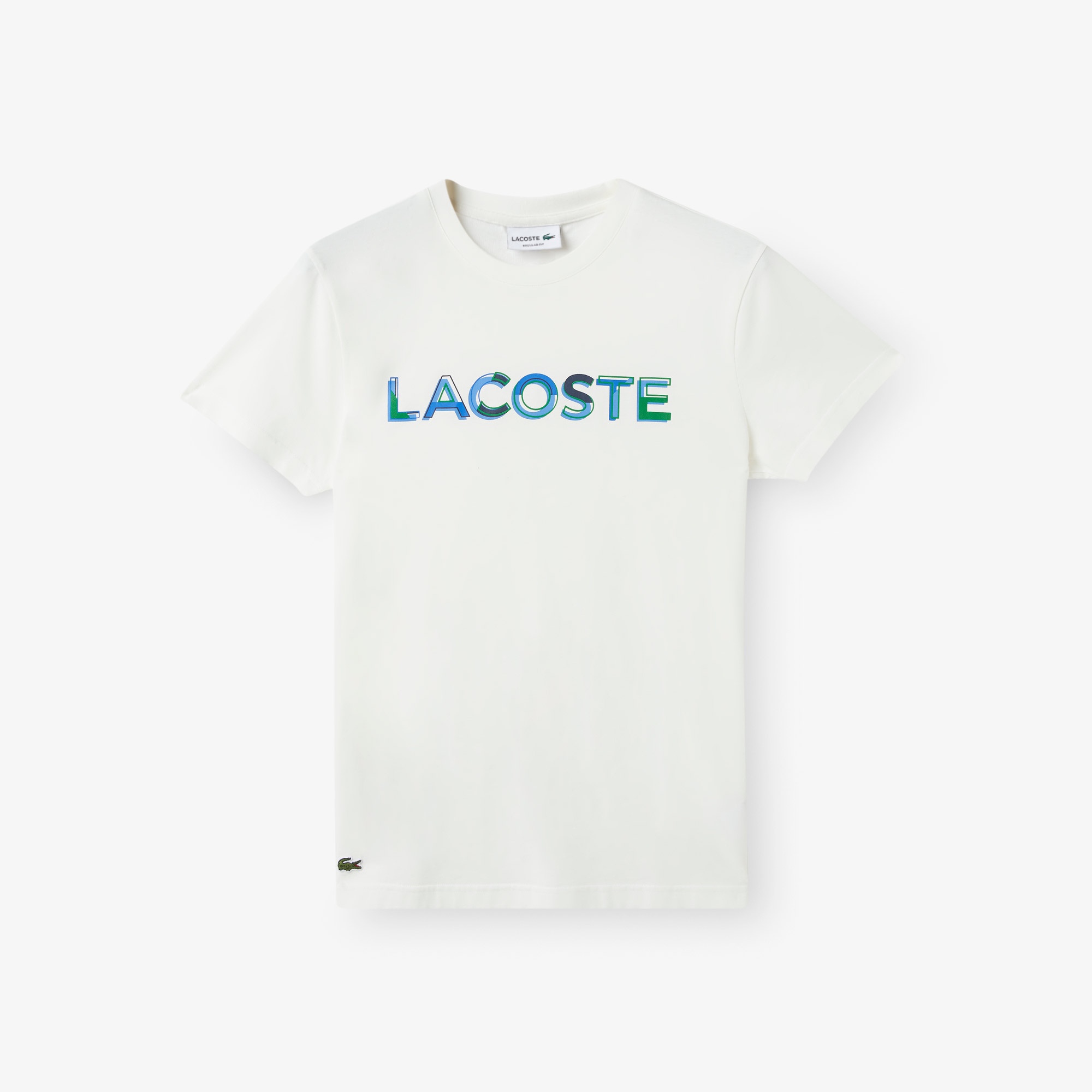 Lacoste Erkek Regular Fit Bisiklet Yaka Baskılı Ekru T-Shirt
