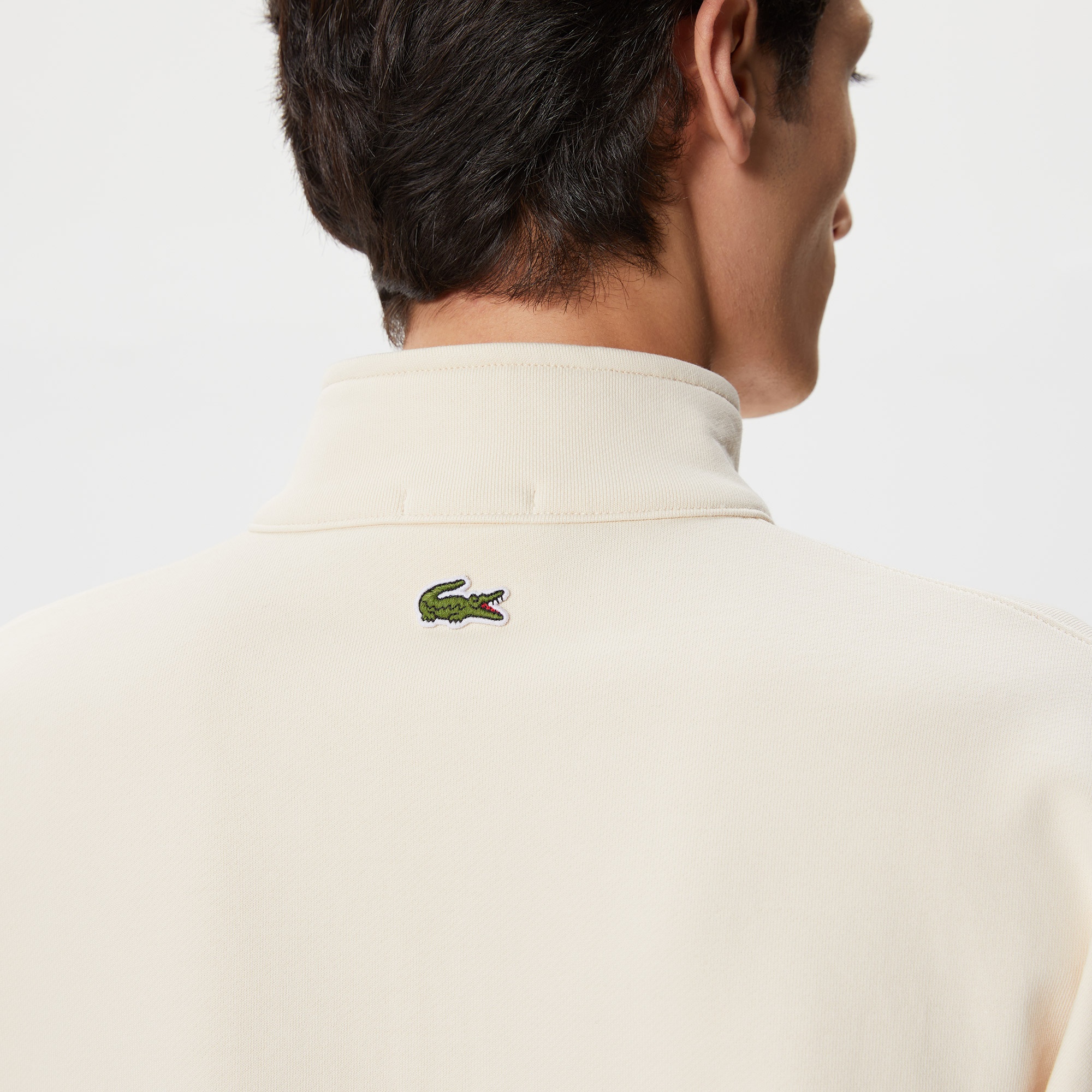 Lacoste Unisex Loose Fit Yarım Fermuarlı Krem Sweatshirt