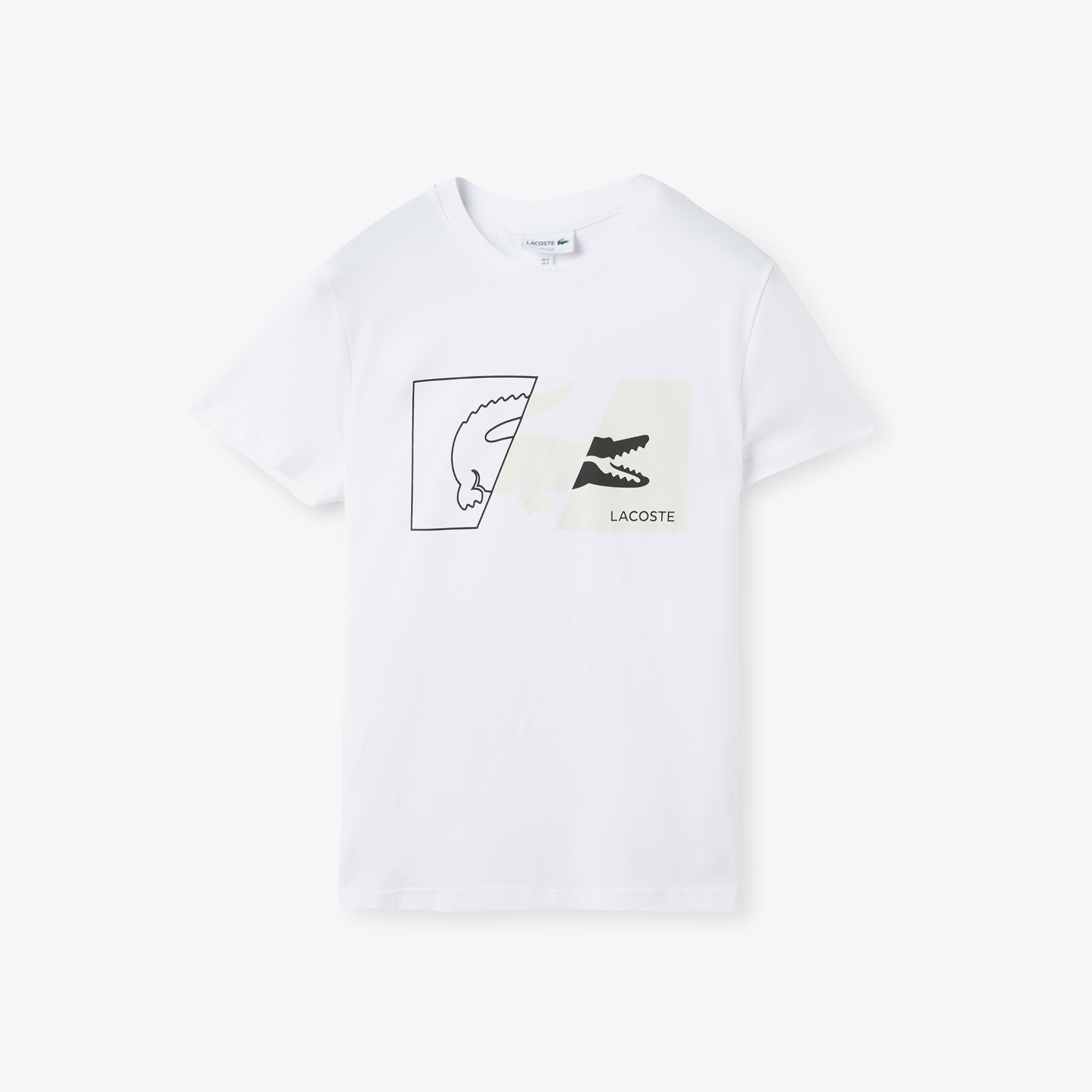 Lacoste Erkek Slim Fit Bisiklet Yaka Baskılı Beyaz T-Shirt
