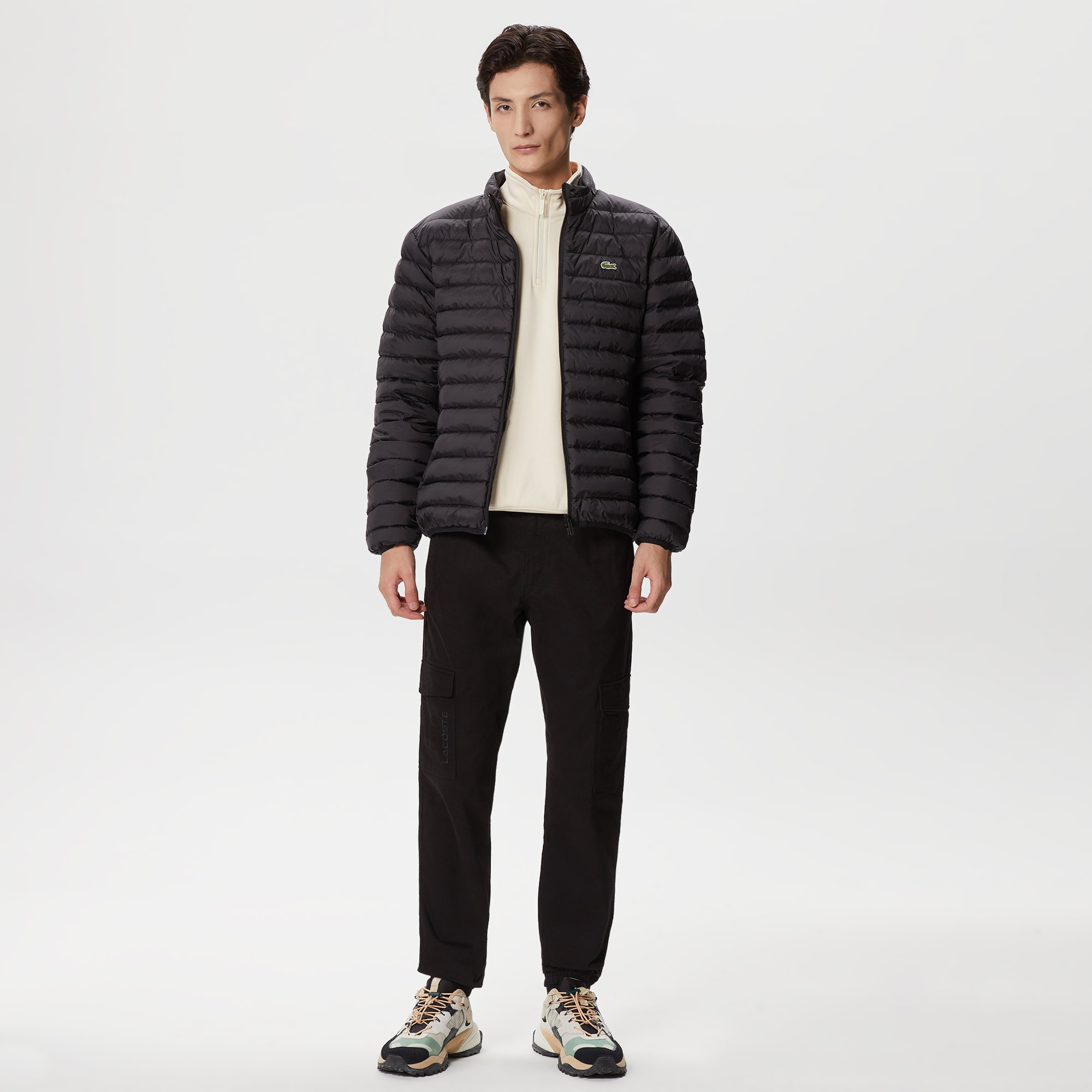 Lacoste Erkek Dik Yaka Kapitone Siyah Mont