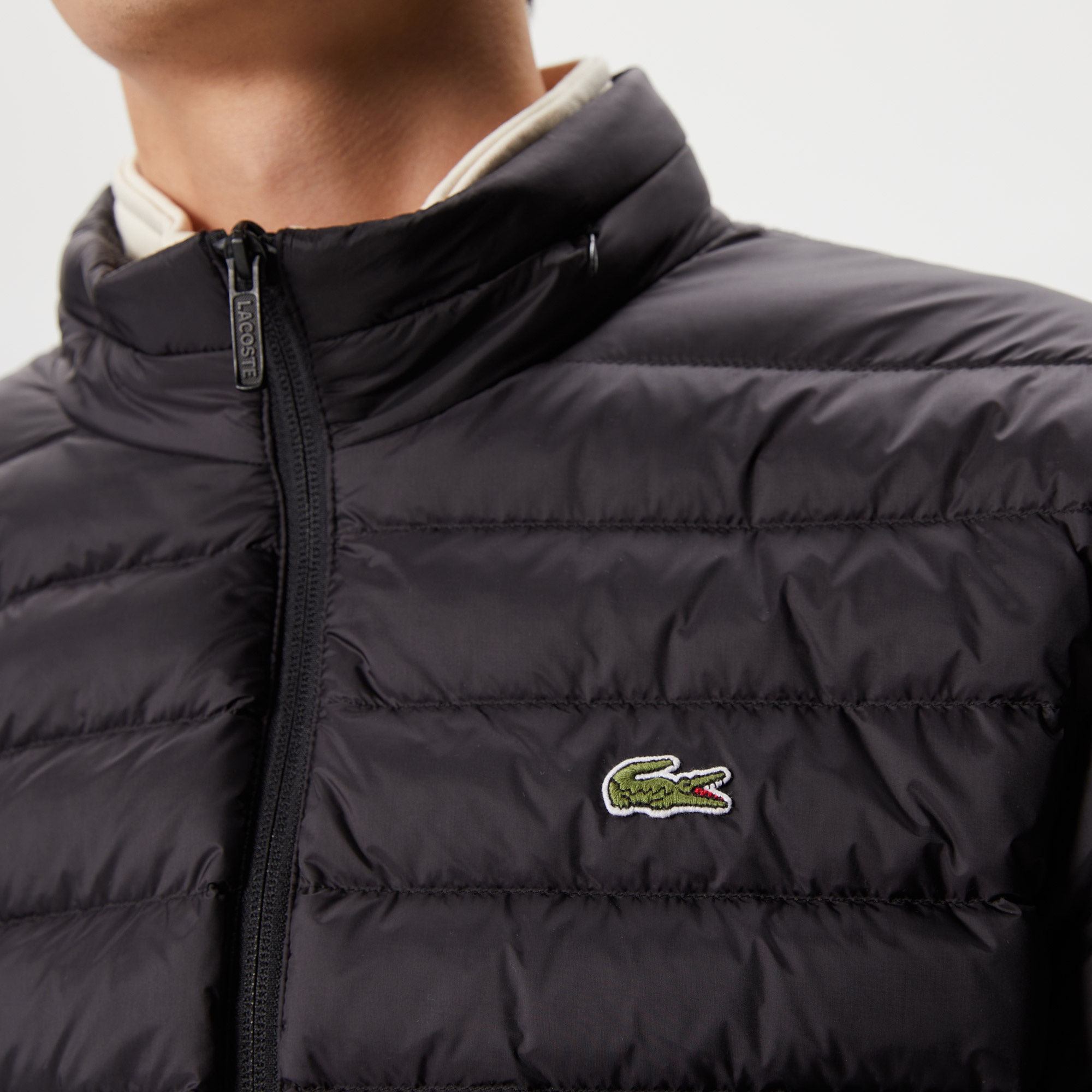 Lacoste Erkek Dik Yaka Kapitone Siyah Mont