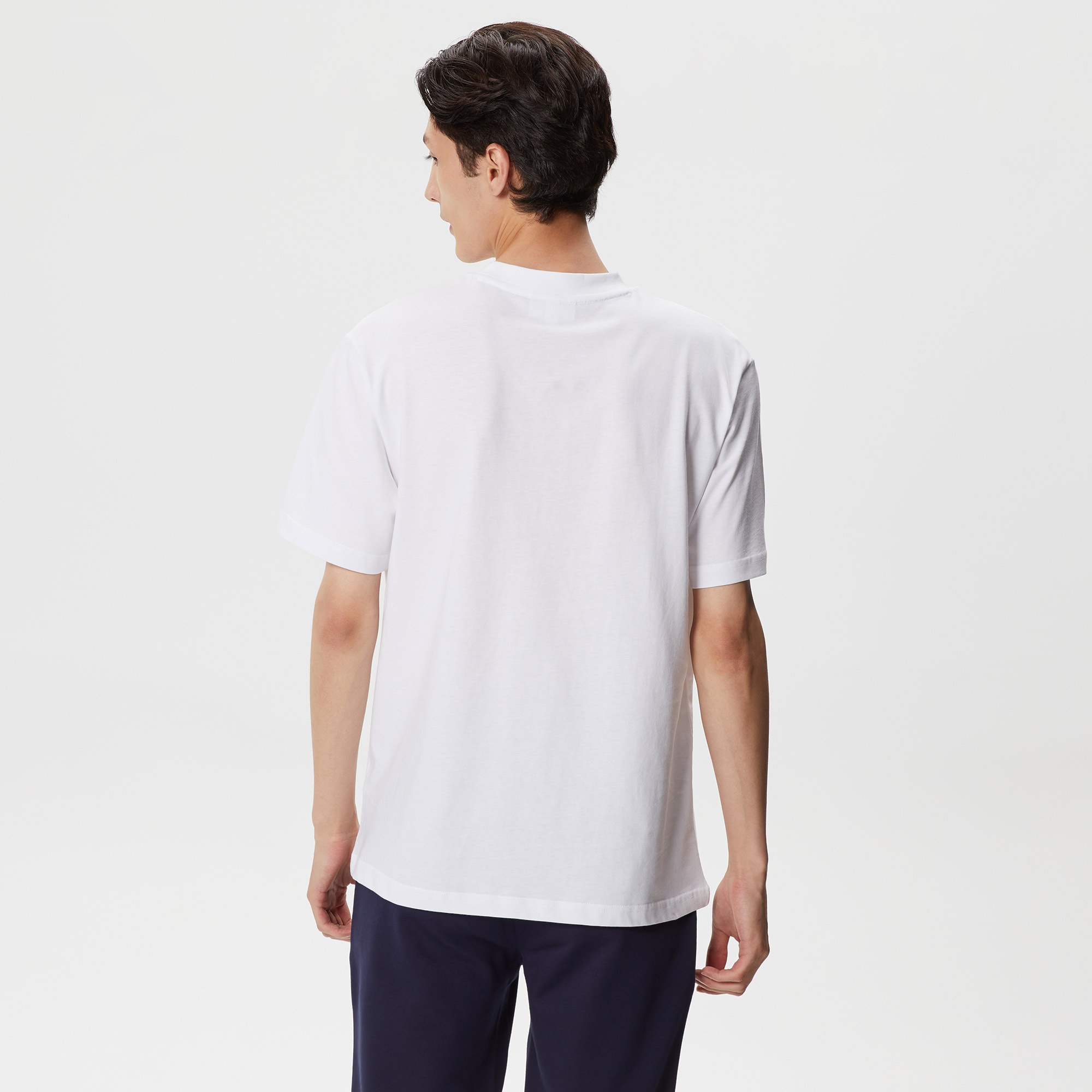 Lacoste Erkek Relaxed Fit Bisiklet Yaka Baskılı Beyaz T-Shirt