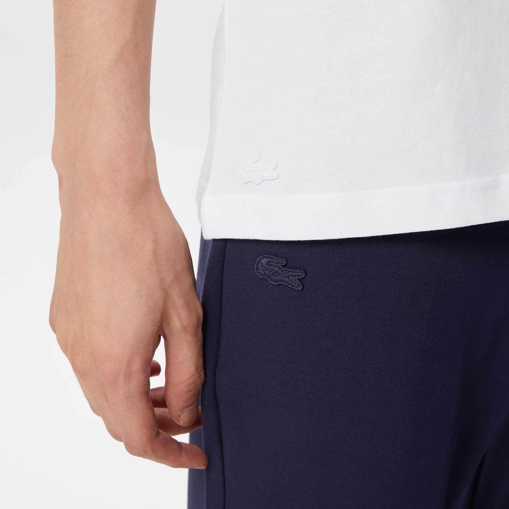 Lacoste Erkek Relaxed Fit Bisiklet Yaka Baskılı Beyaz T-Shirt