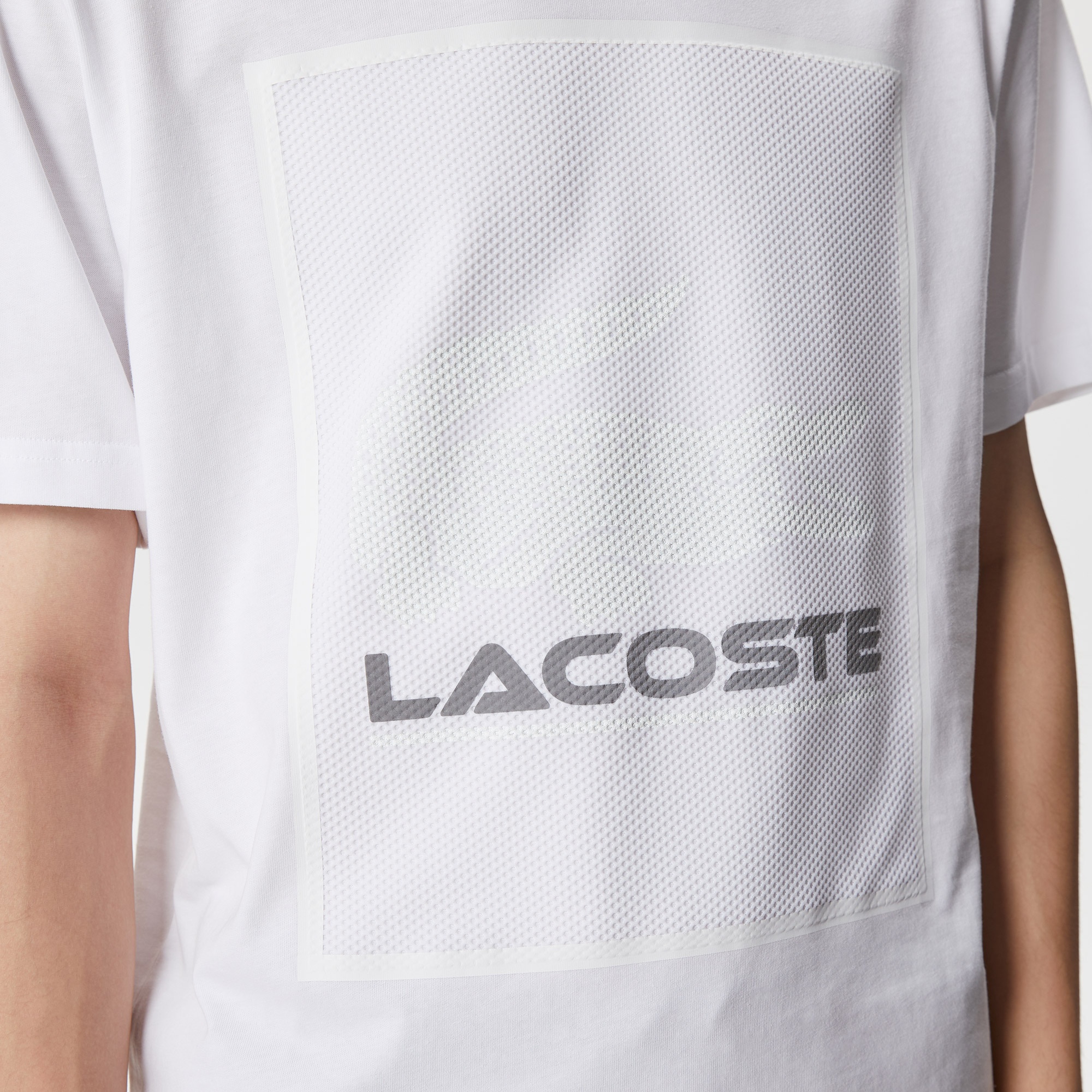 Lacoste Erkek Relaxed Fit Bisiklet Yaka Baskılı Beyaz T-Shirt
