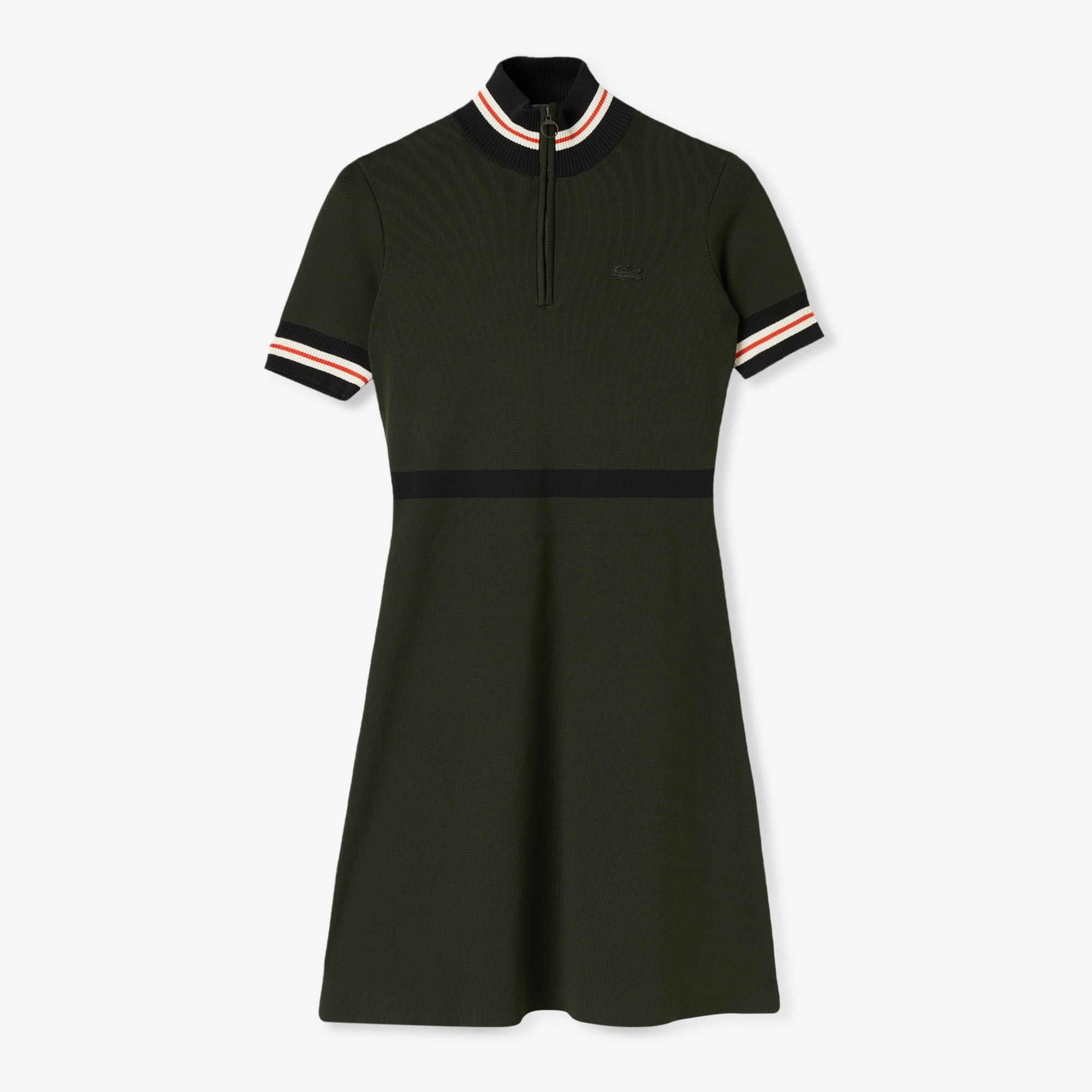 Lacoste Kadın Flare Fit Renk Bloklu Haki Elbise