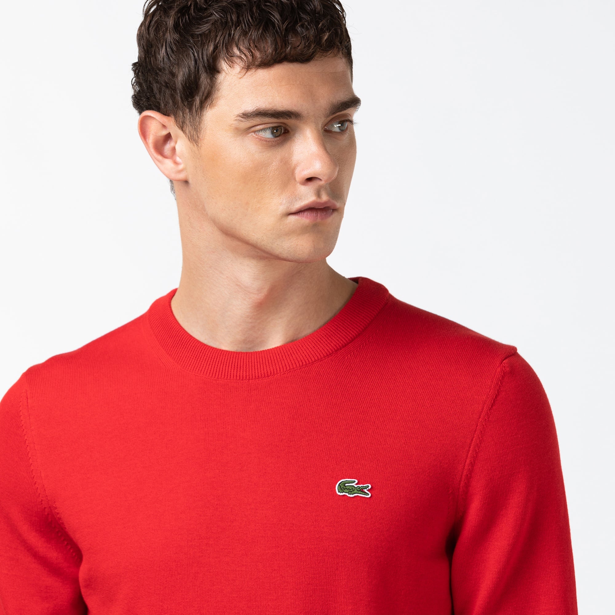Lacoste Erkek Regular Fit Uzun Kollu Bisiklet Yaka Kırmızı Triko