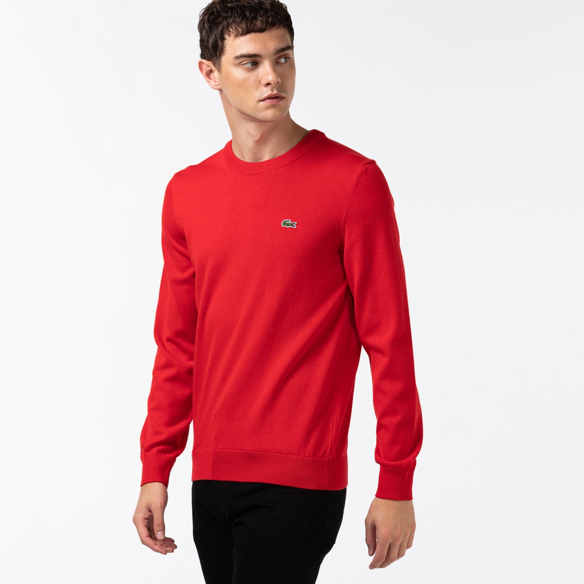 Lacoste Erkek Regular Fit Uzun Kollu Bisiklet Yaka Kırmızı Triko