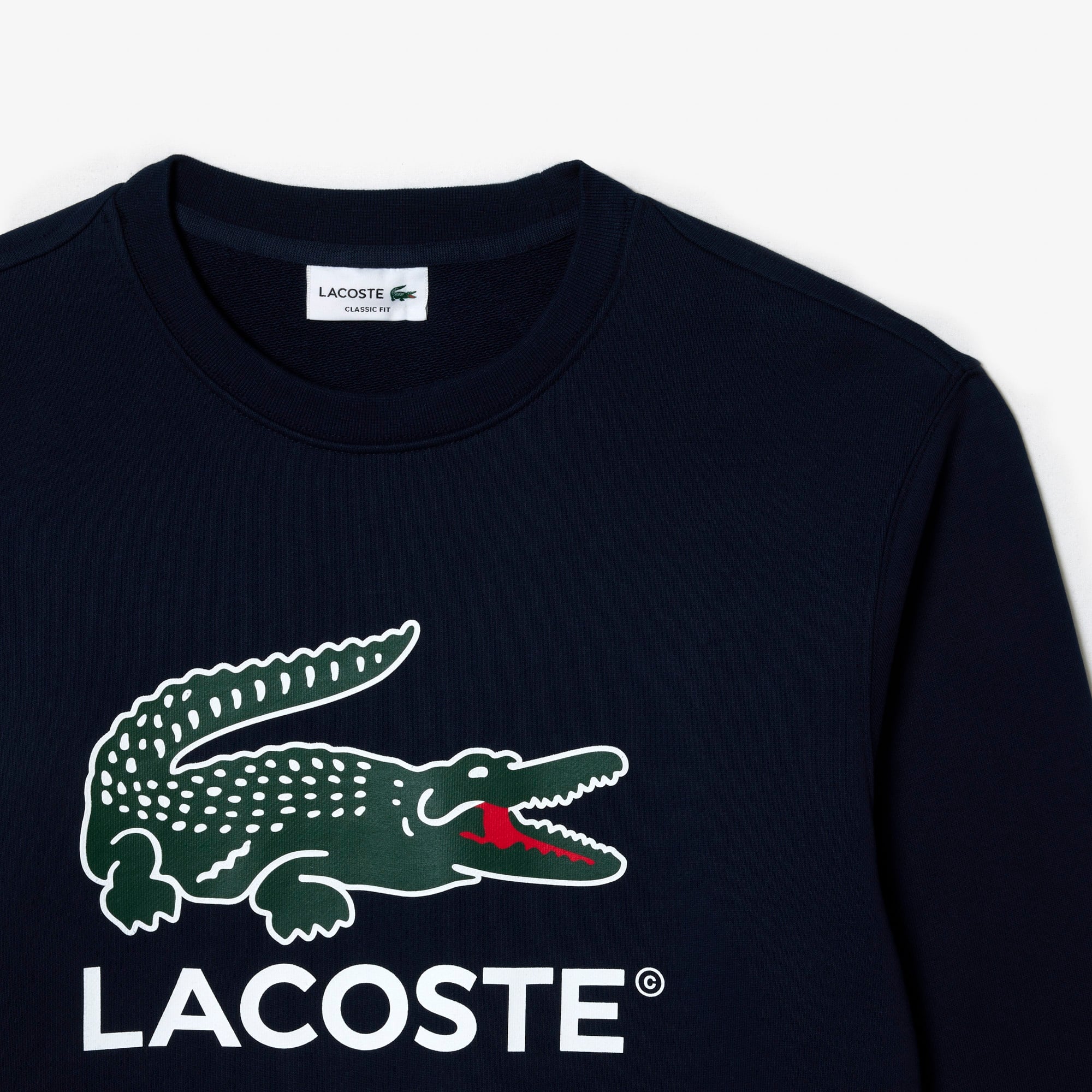 Lacoste Erkek Classic Fit Bisiklet Yaka Baskılı Lacivert Sweatshirt
