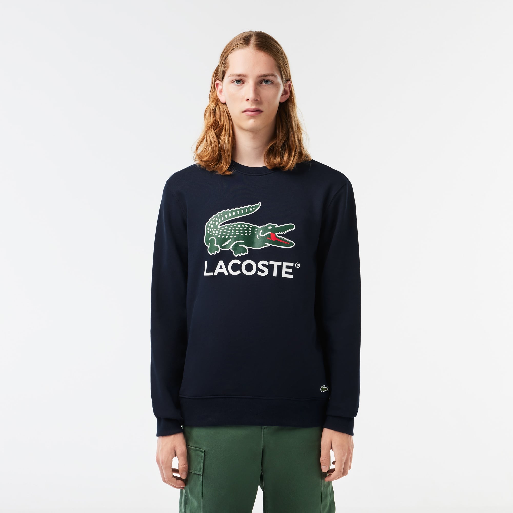 Lacoste Erkek Classic Fit Bisiklet Yaka Baskılı Lacivert Sweatshirt
