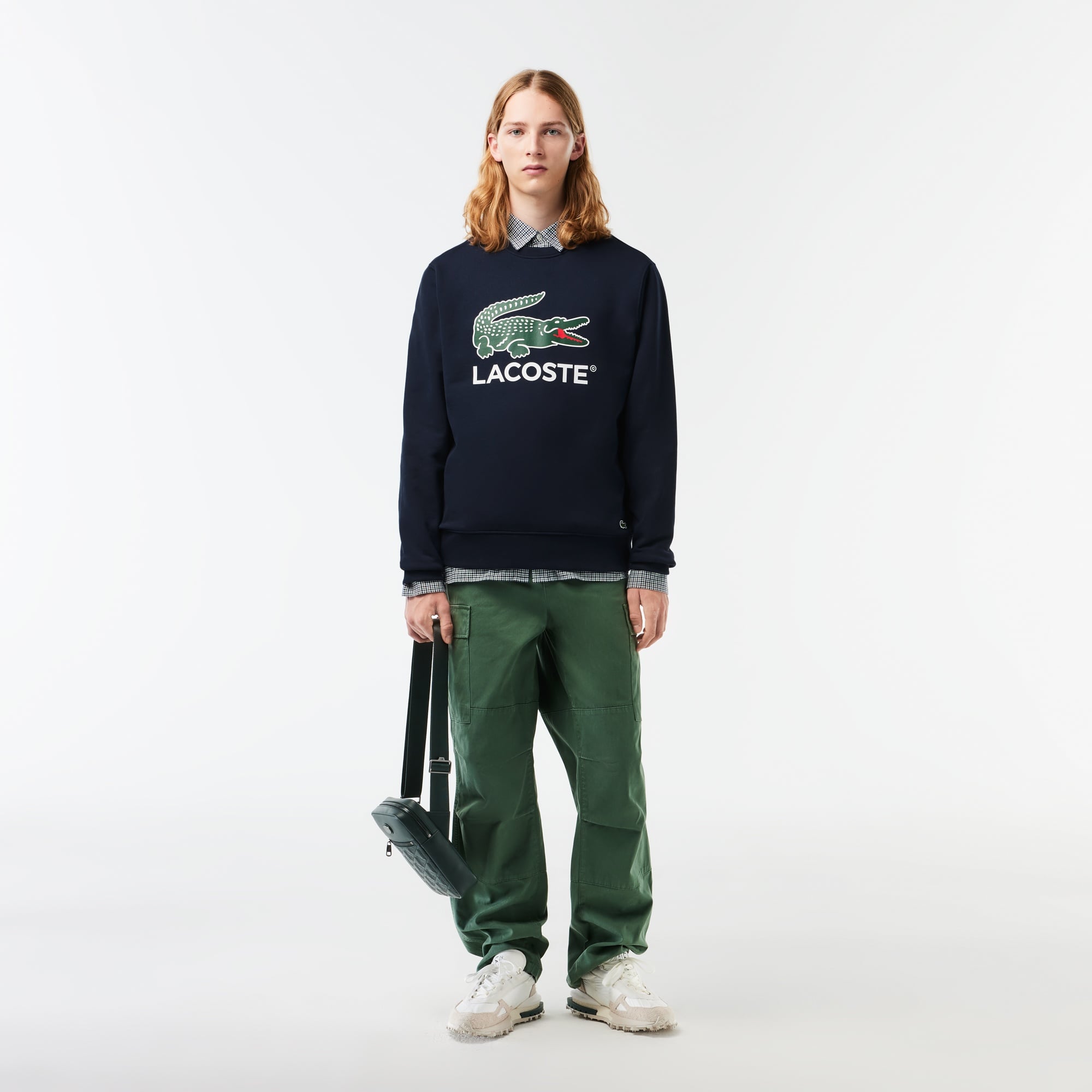 Lacoste Erkek Classic Fit Bisiklet Yaka Baskılı Lacivert Sweatshirt