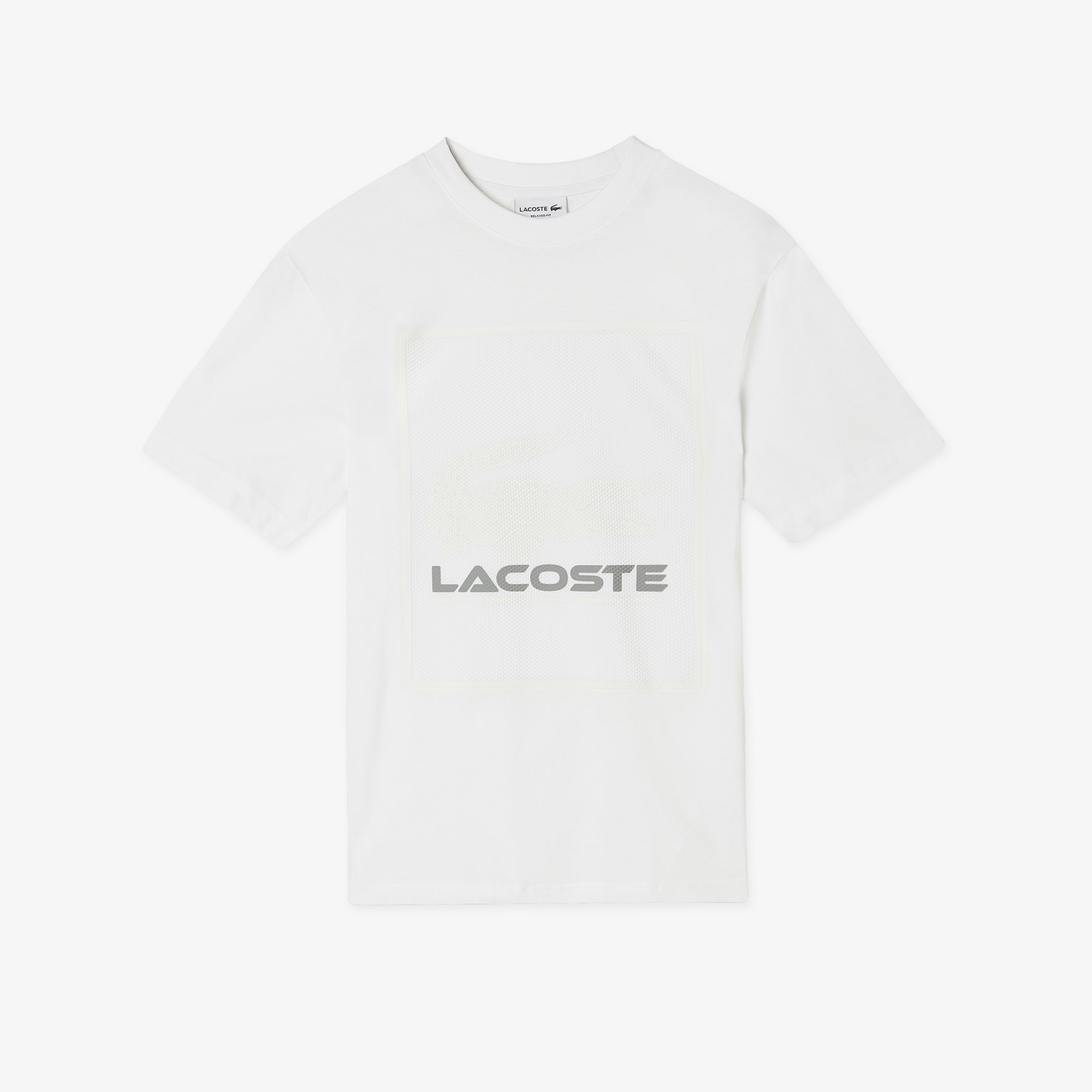 Lacoste Erkek Relaxed Fit Bisiklet Yaka Baskılı Beyaz T-Shirt
