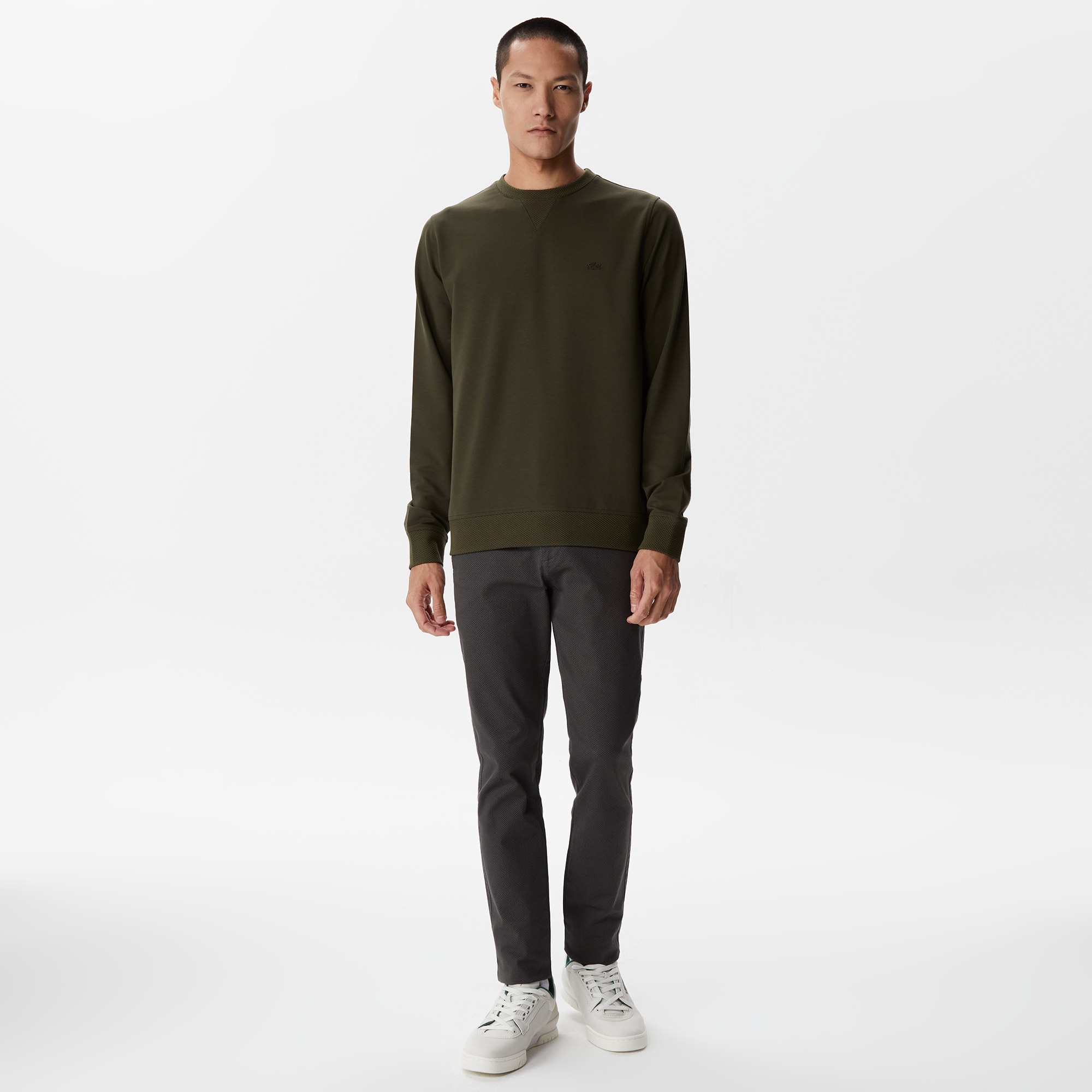 Lacoste Erkek Slim Fit Bisiklet Yaka Haki Sweatshirt