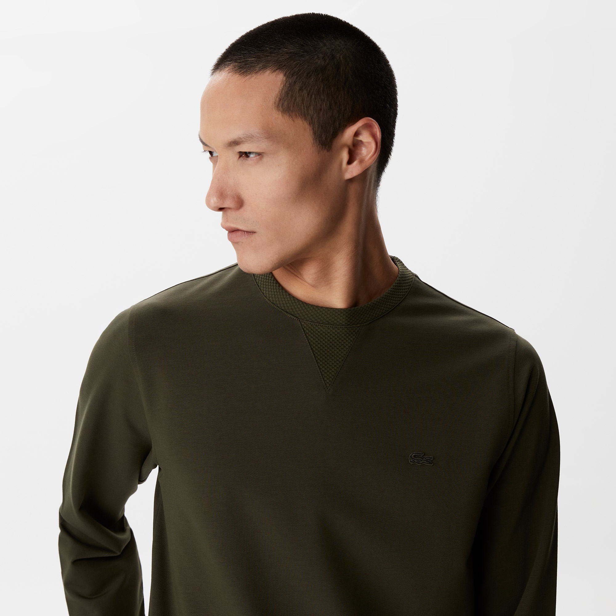 Lacoste Erkek Slim Fit Bisiklet Yaka Haki Sweatshirt