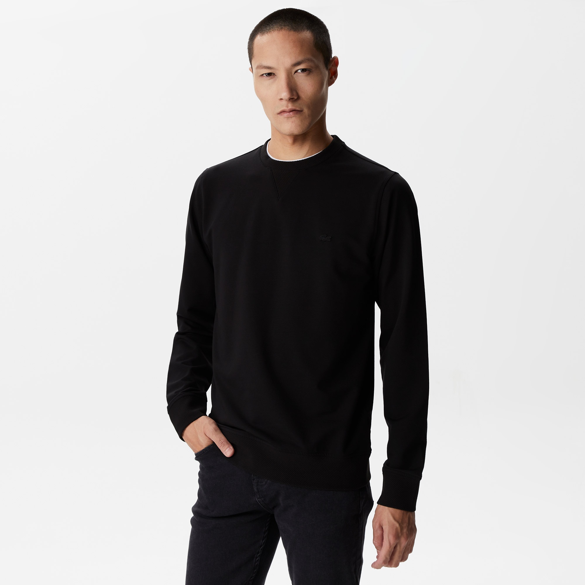 Lacoste Erkek Slim Fit Bisiklet Yaka Siyah Sweatshirt
