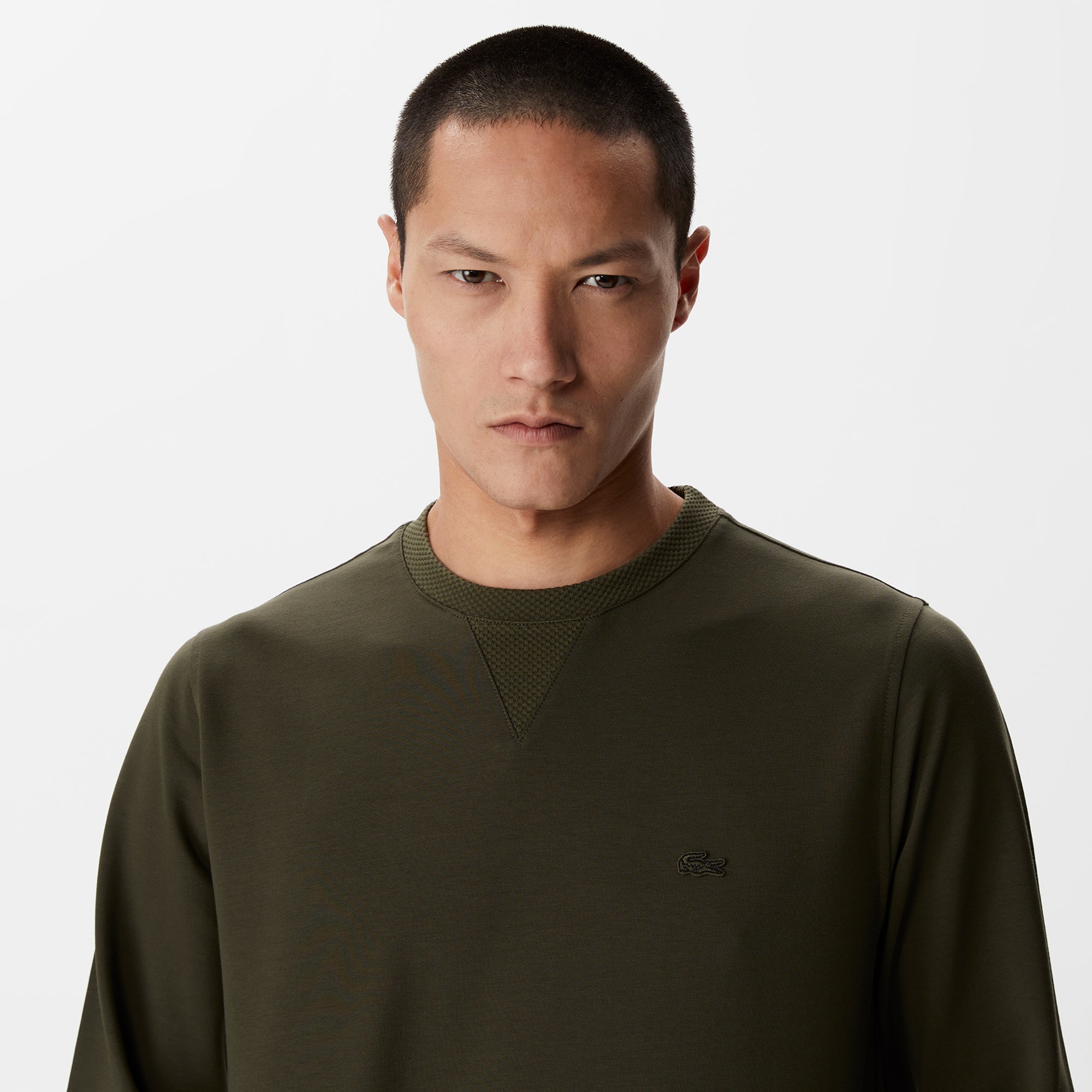 Lacoste Erkek Slim Fit Bisiklet Yaka Haki Sweatshirt