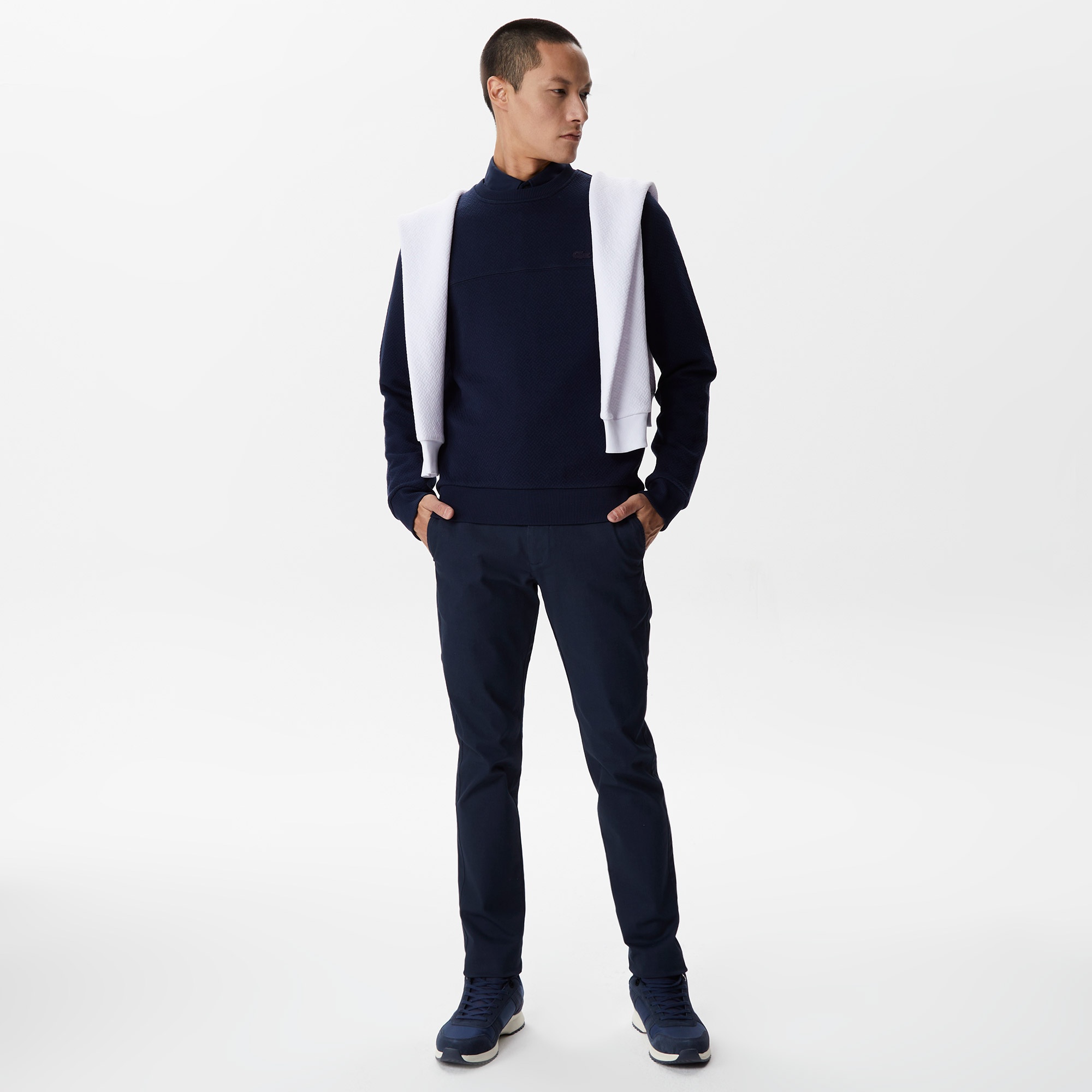 Lacoste Erkek Regular Fit Uzun Kollu Bisiklet Yaka Lacivert T-Shirt