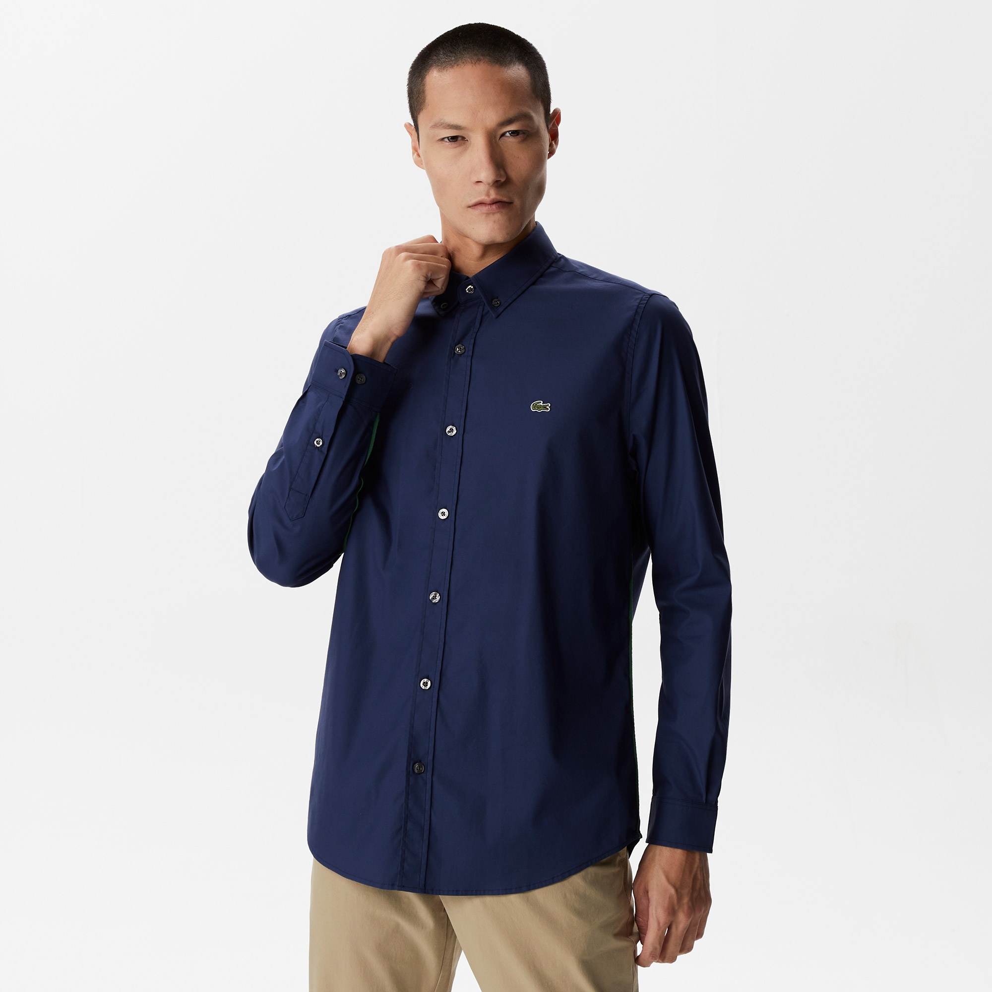 Lacoste Erkek Slim Fit Düğmeli Yaka Lacivert Gömlek