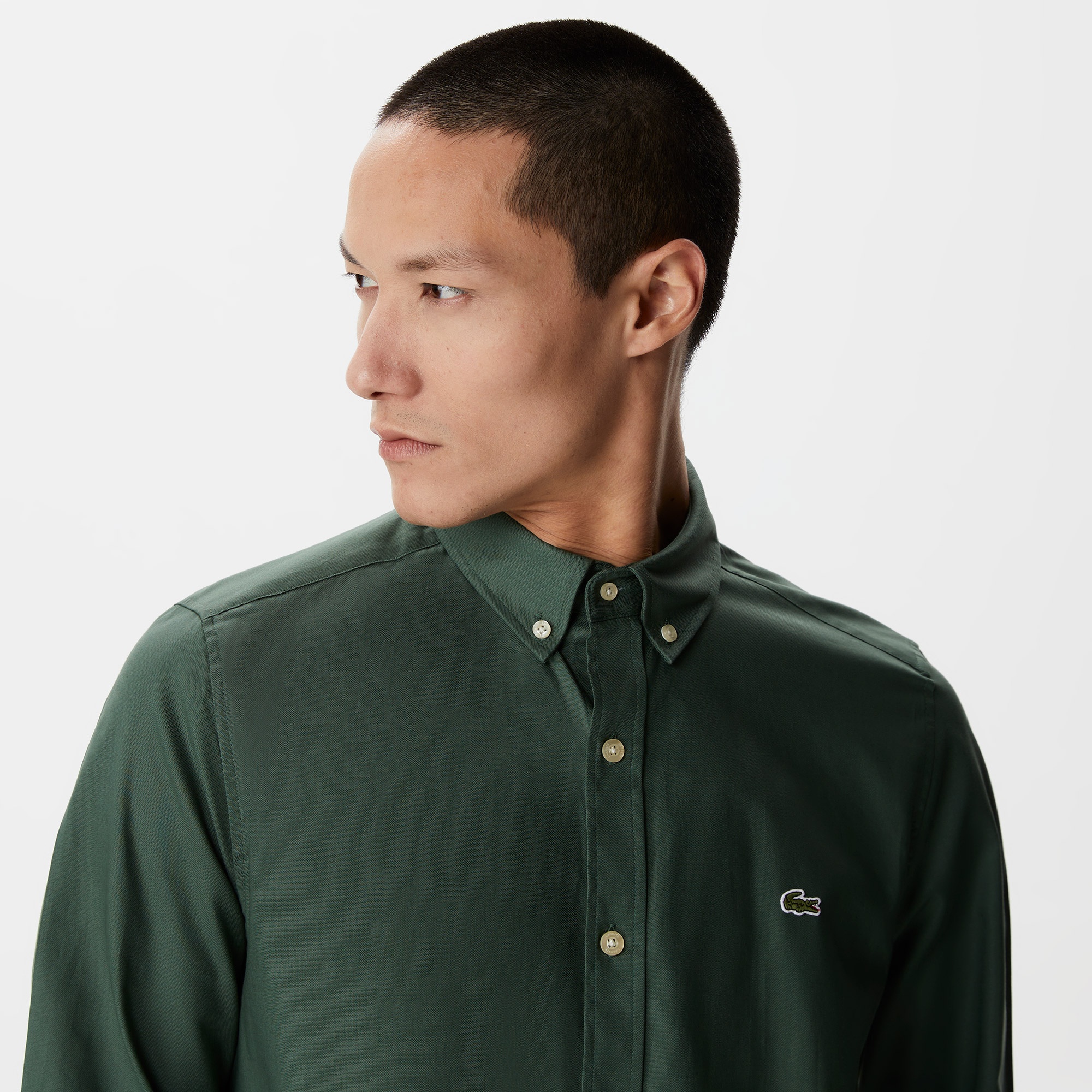 Lacoste Erkek Slim Fit Düğmeli Yaka Haki Gömlek