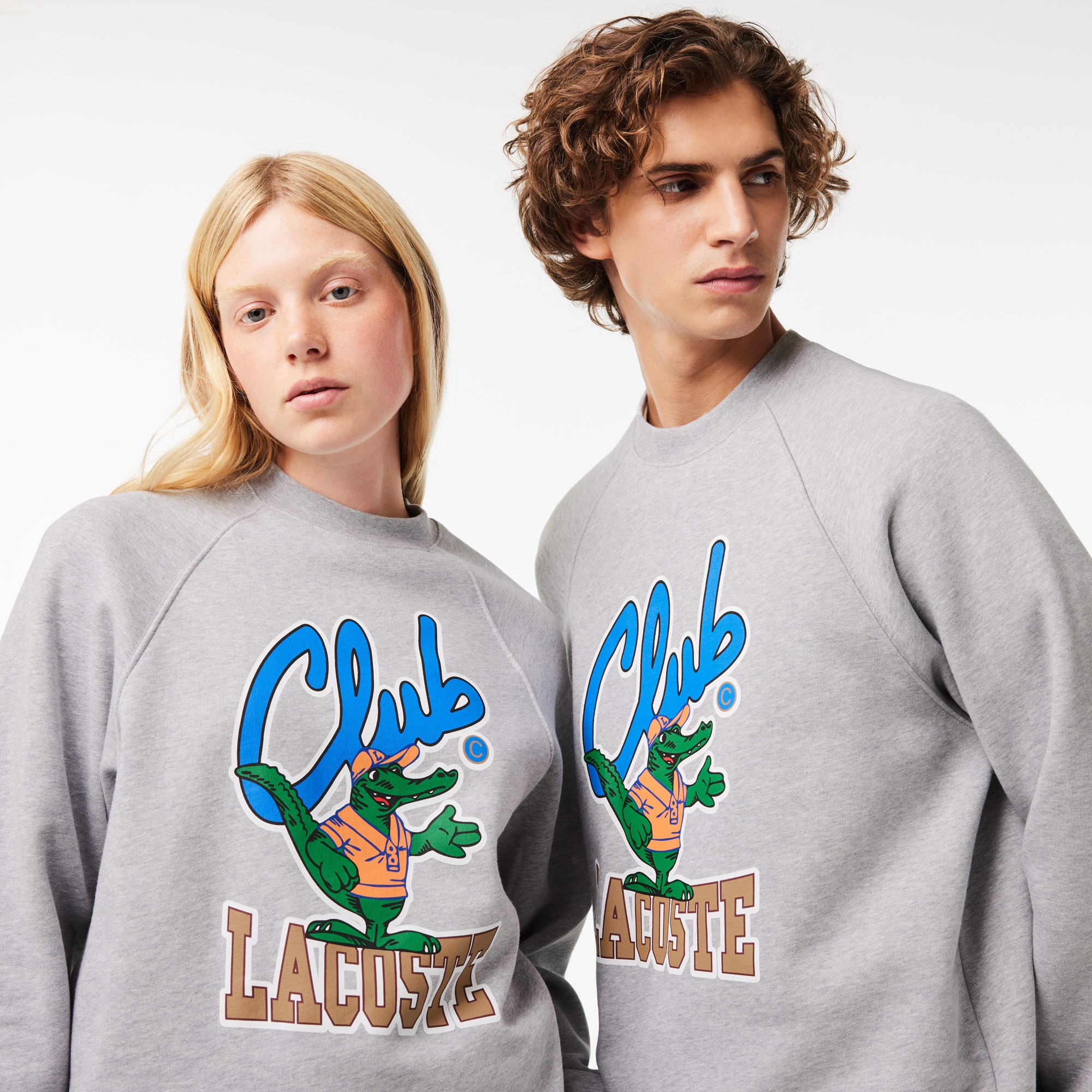 Lacoste Unisex Loose Fit Bisiklet Yaka Baskılı Gri Sweatshirt