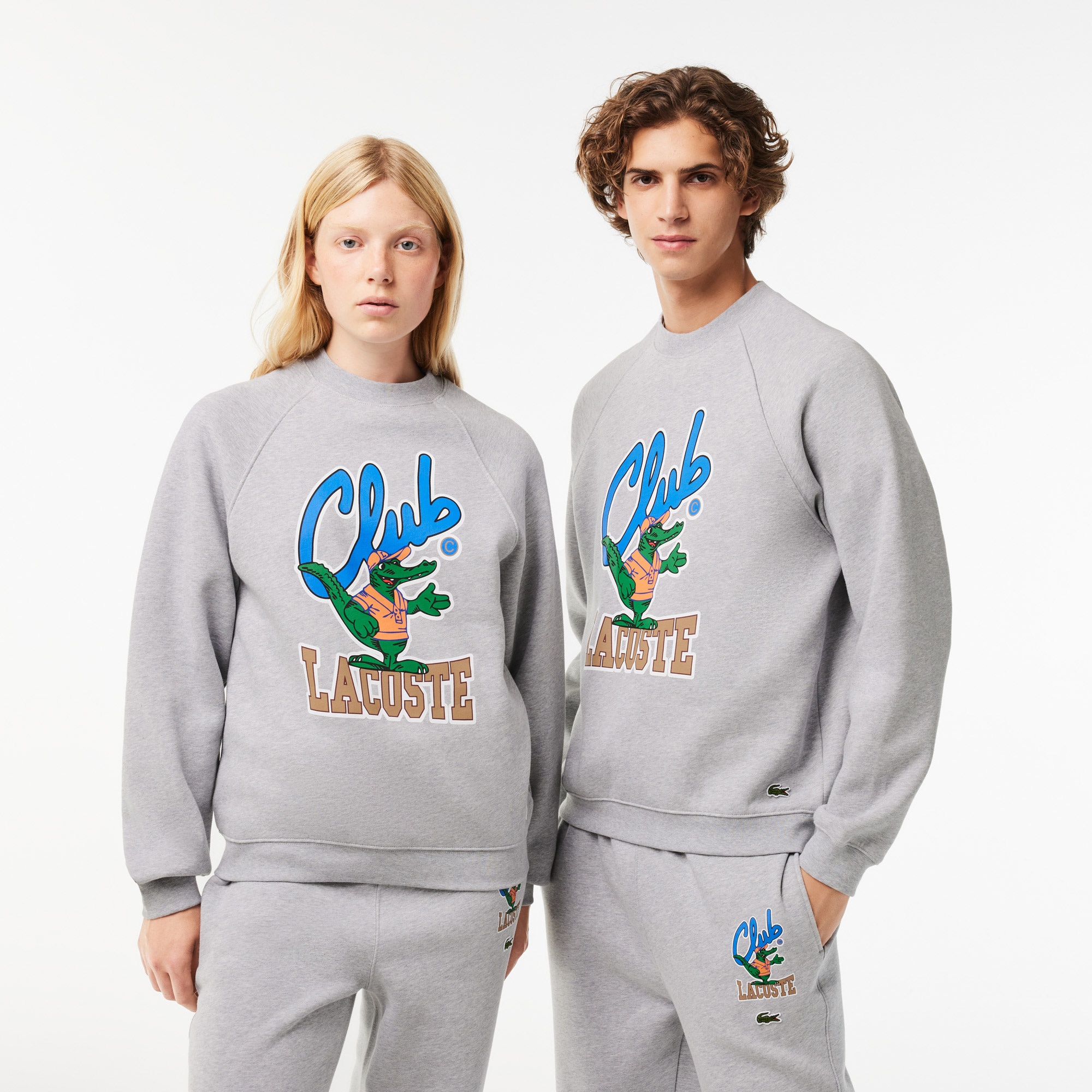 Lacoste Unisex Loose Fit Bisiklet Yaka Baskılı Gri Sweatshirt