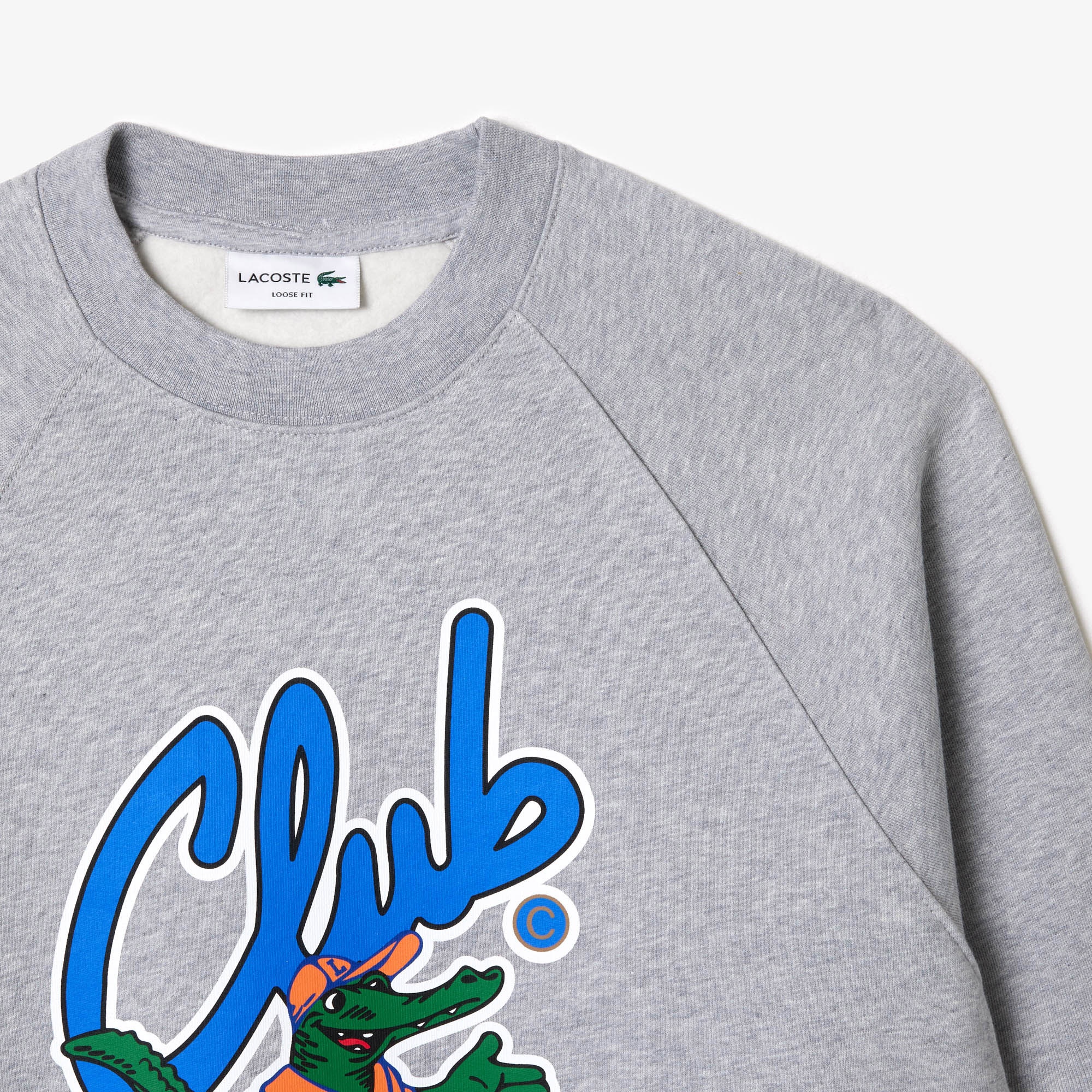 Lacoste Unisex Loose Fit Bisiklet Yaka Baskılı Gri Sweatshirt