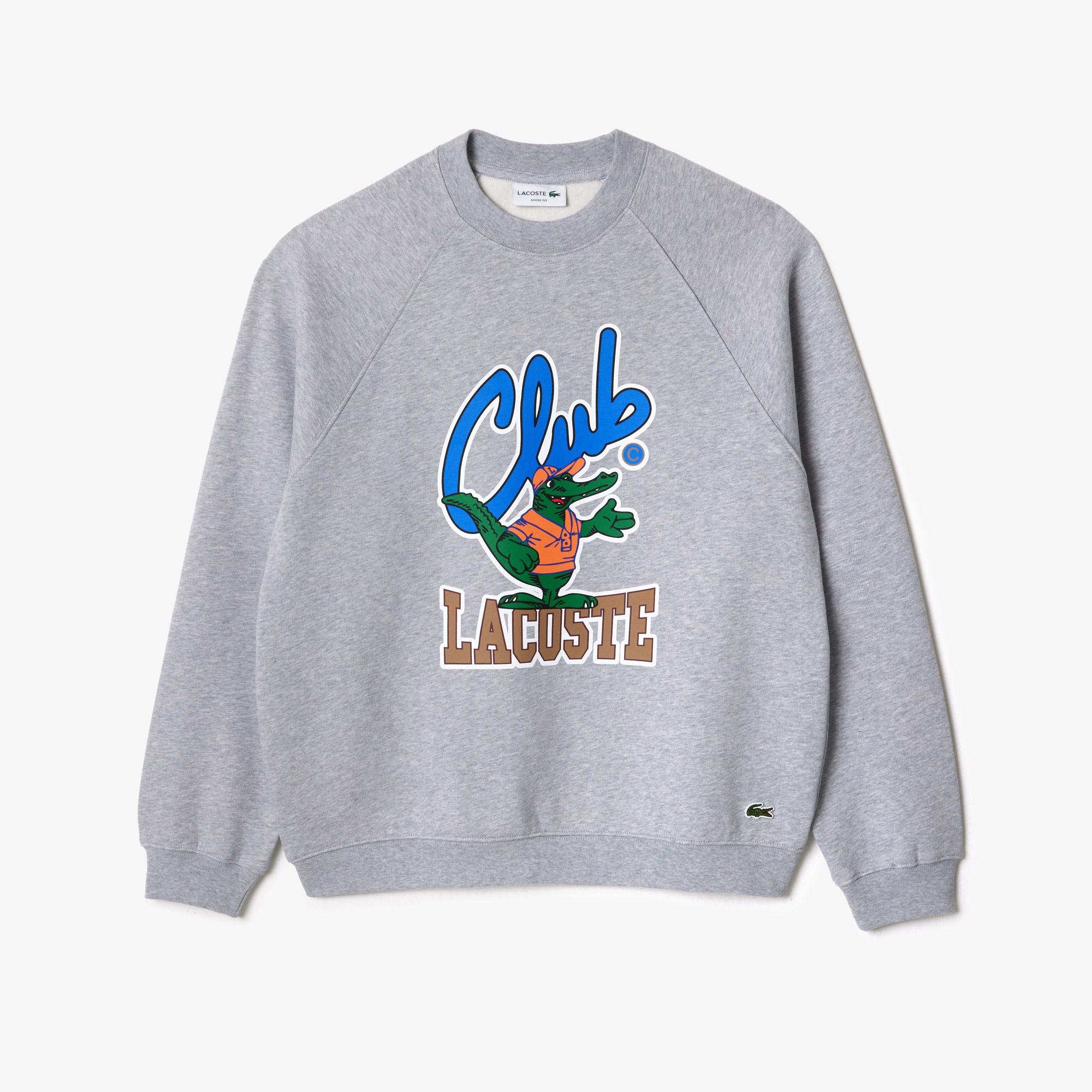 Lacoste Unisex Loose Fit Bisiklet Yaka Baskılı Gri Sweatshirt