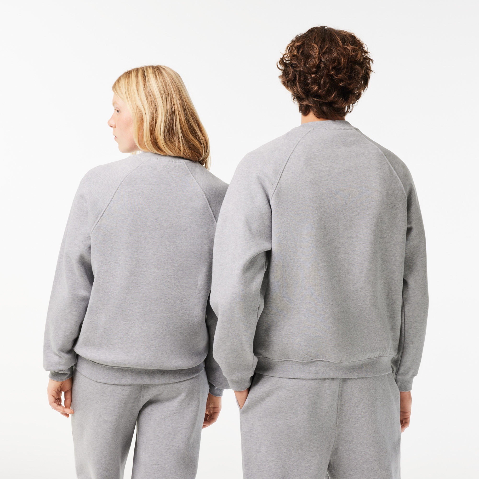 Lacoste Unisex Loose Fit Bisiklet Yaka Baskılı Gri Sweatshirt