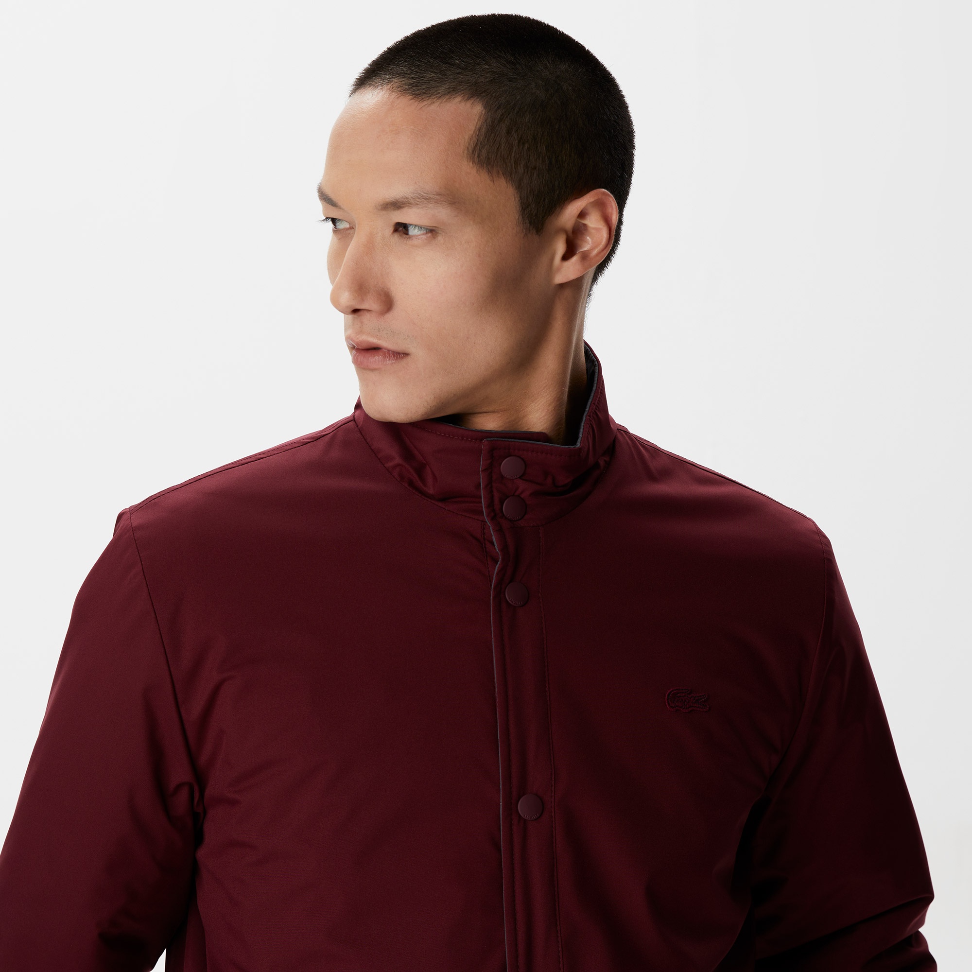 Lacoste Erkek Kapüşonlu Monogram Koyu Gri Mont