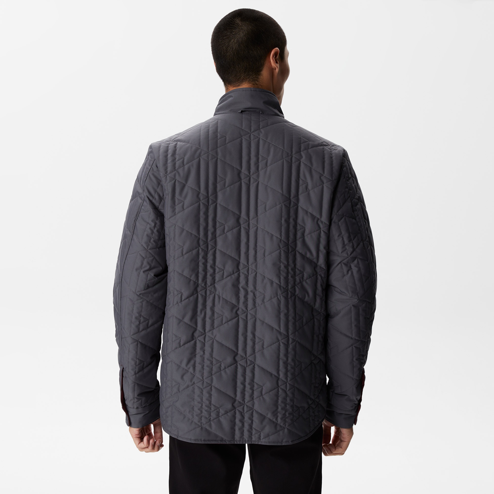 Lacoste Erkek Kapüşonlu Monogram Koyu Gri Mont