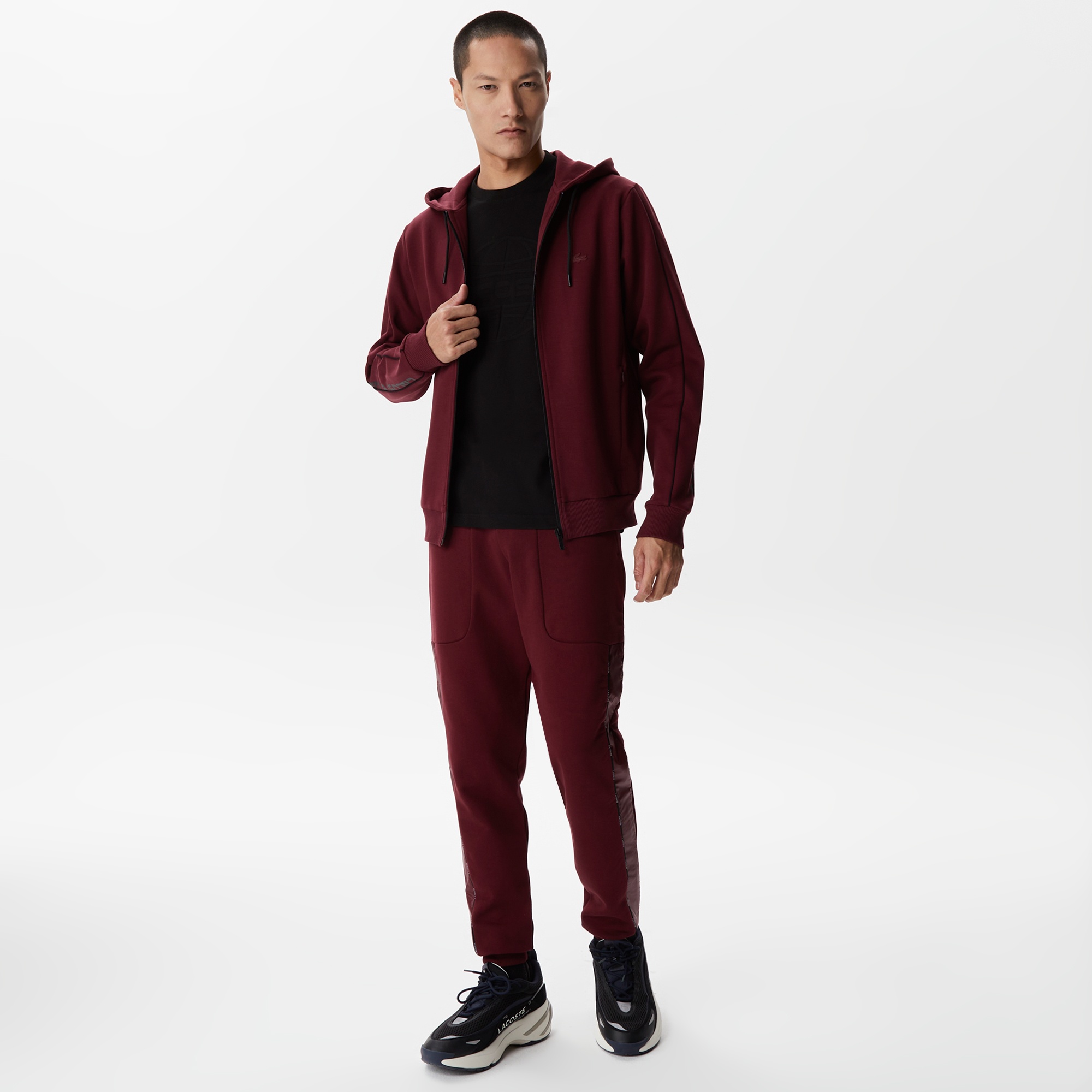 Lacoste Erkek Regular Fit Kapüşonlu Baskılı Bordo Sweatshirt