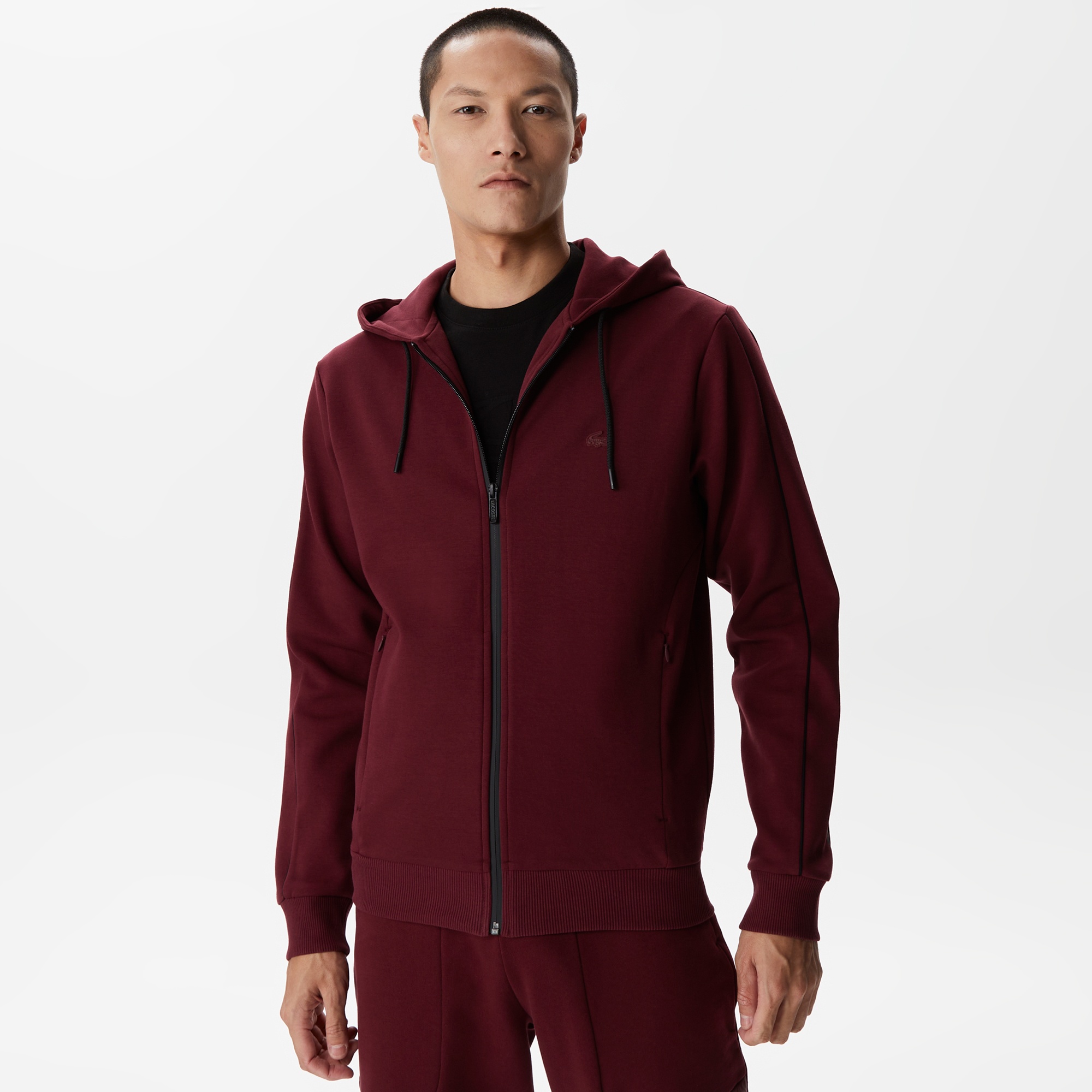 Lacoste Erkek Regular Fit Kapüşonlu Baskılı Bordo Sweatshirt