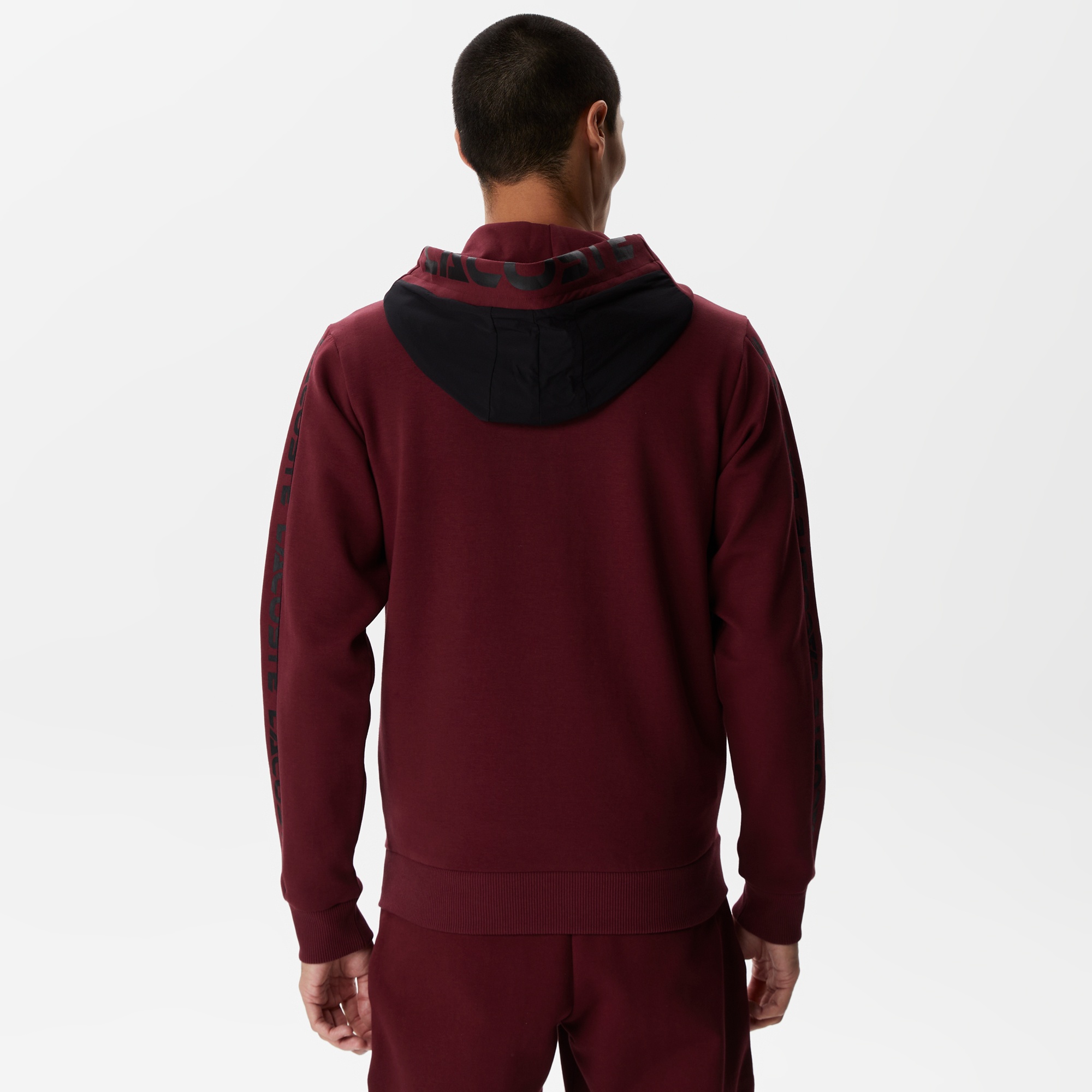 Lacoste Erkek Regular Fit Kapüşonlu Baskılı Bordo Sweatshirt