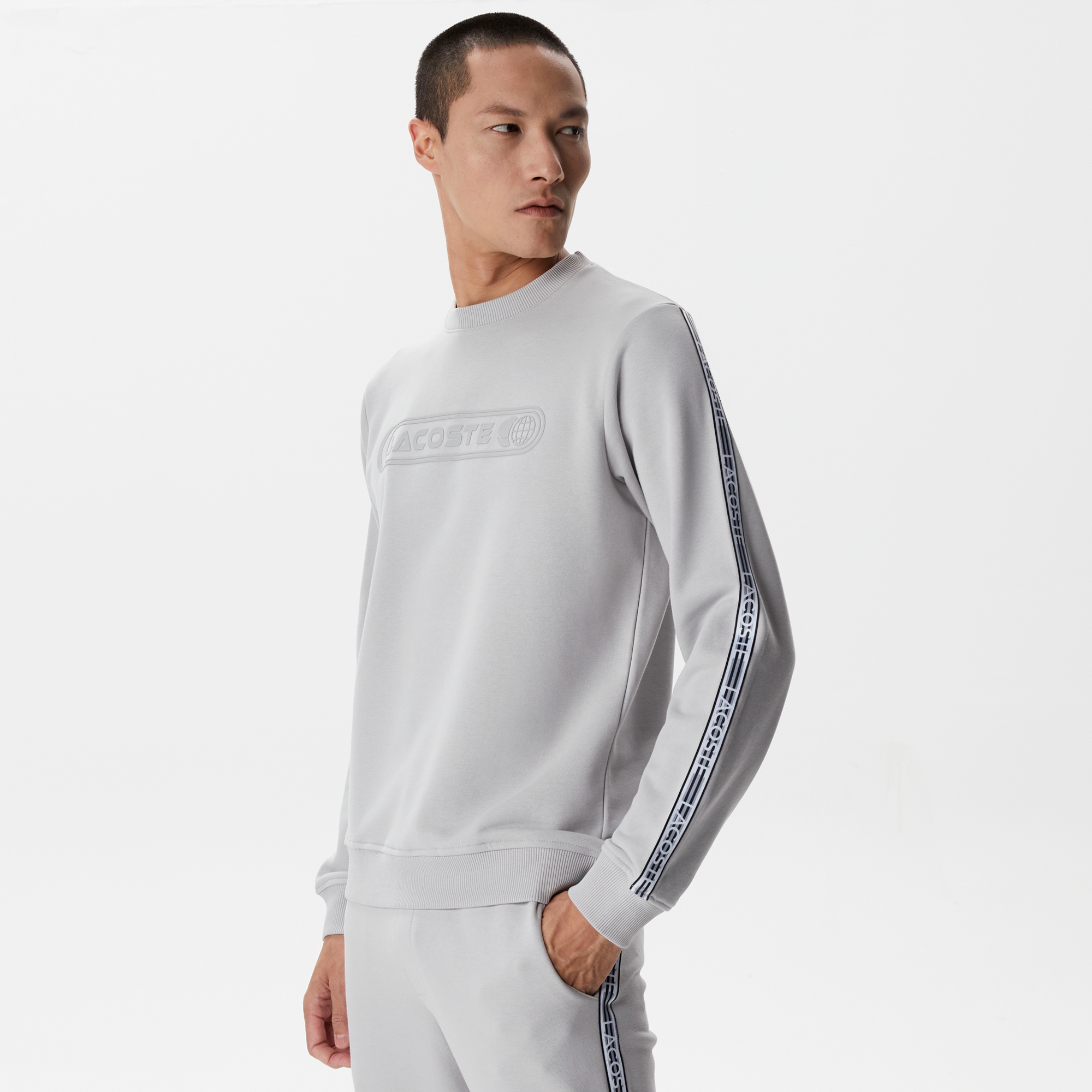 Lacoste Erkek Relaxed Fit Bisiklet Yaka Baskılı Gri Sweatshirt