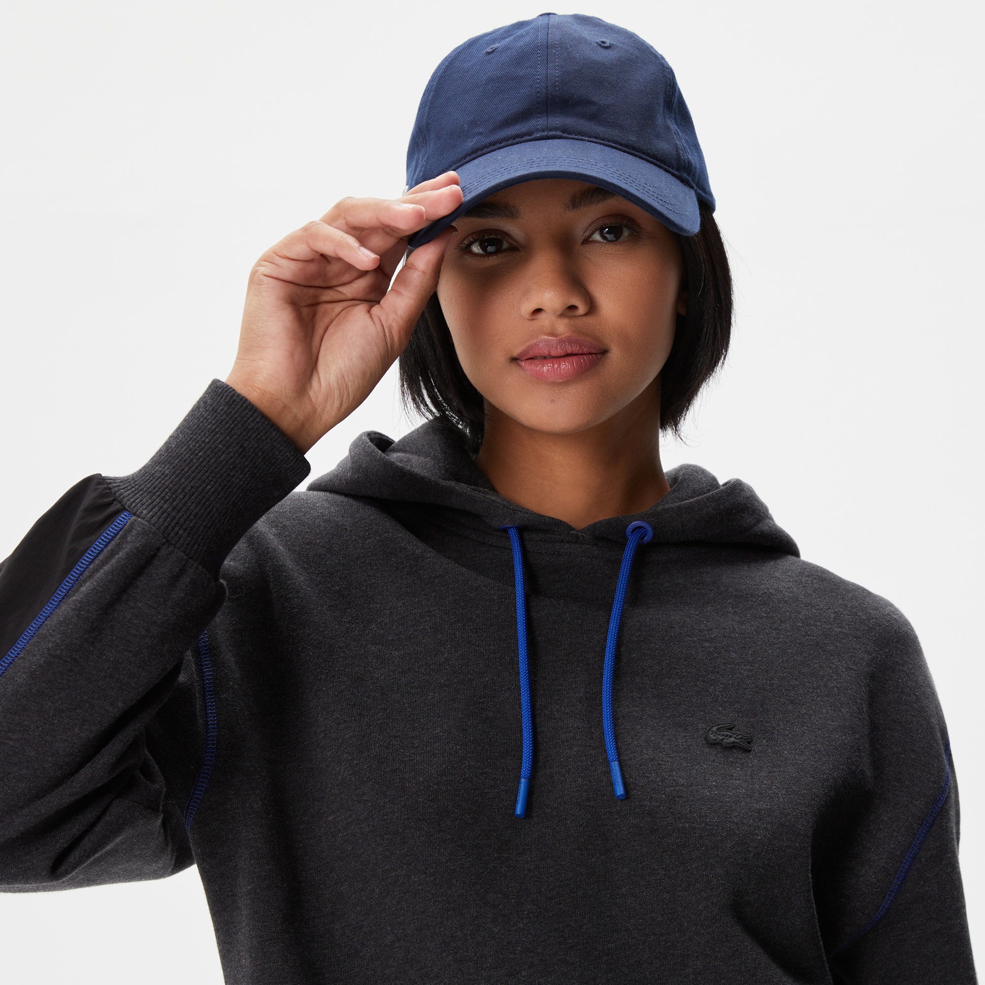 Lacoste Kadın Relaxed Fit Kapüşonlu Renk Bloklu Siyah Sweatshirt