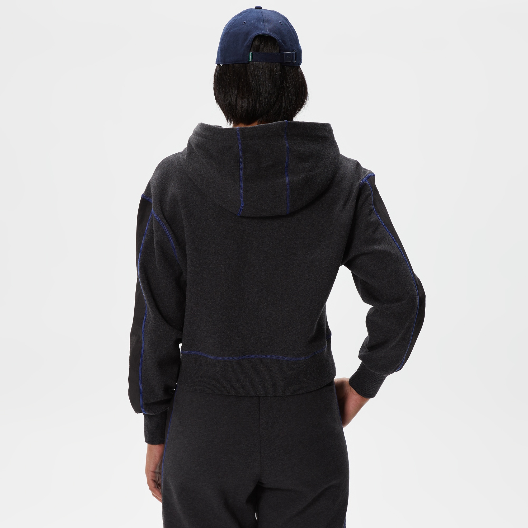 Lacoste Kadın Relaxed Fit Kapüşonlu Renk Bloklu Siyah Sweatshirt