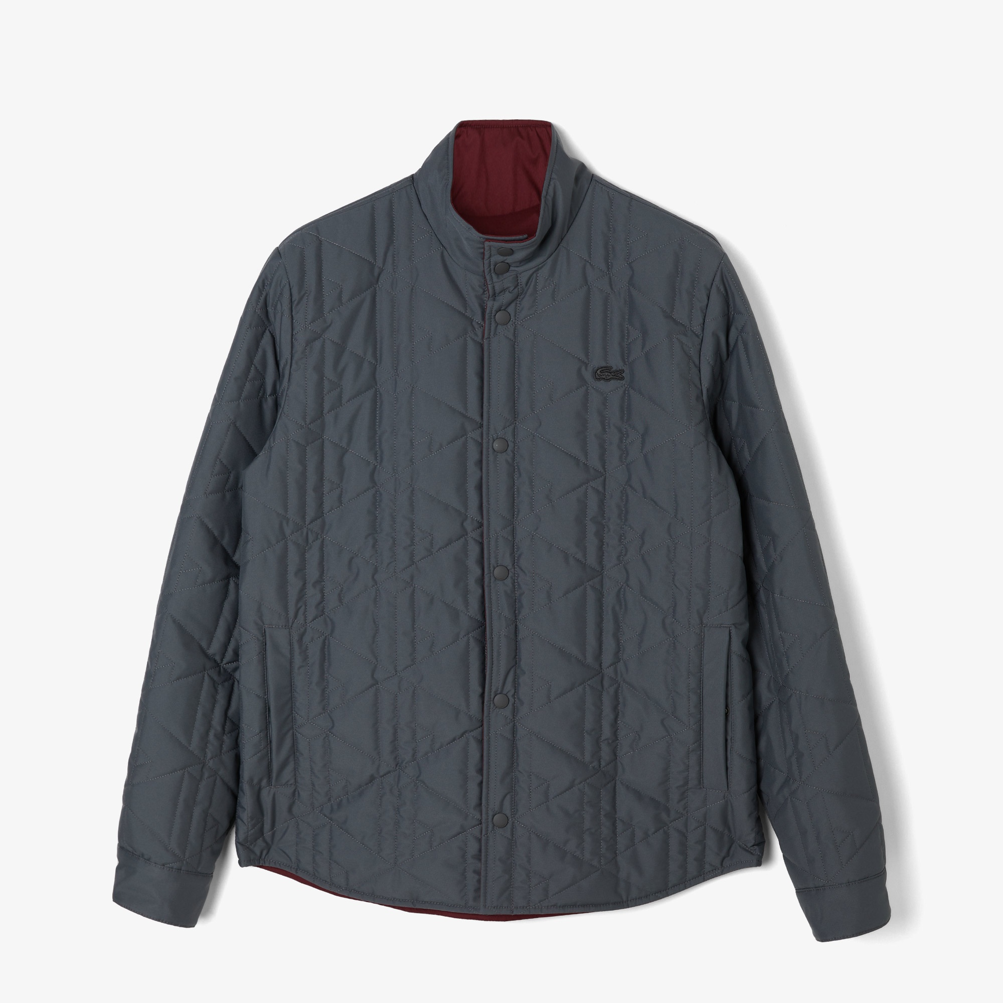 Lacoste Erkek Kapüşonlu Monogram Koyu Gri Mont