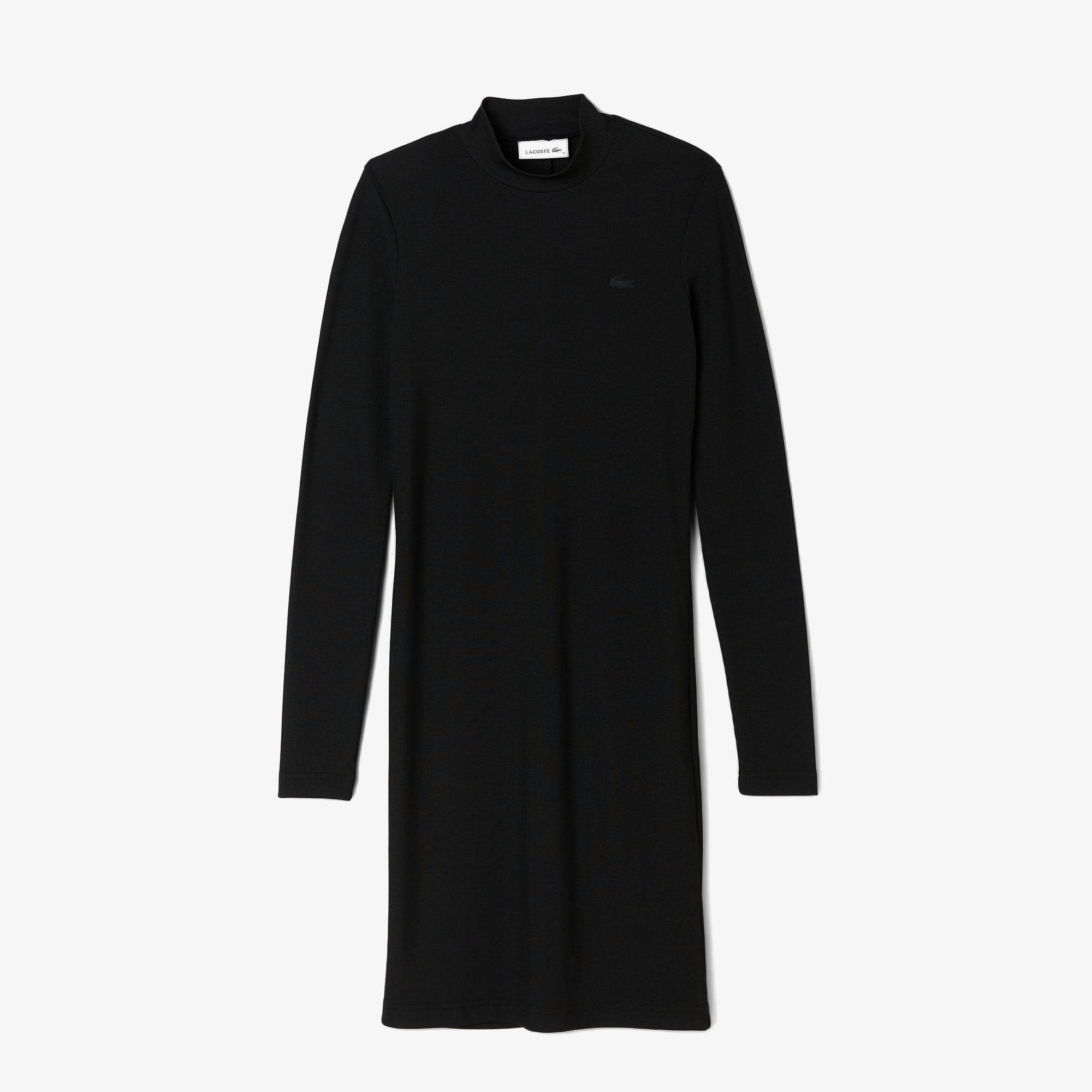 Lacoste Kadın Slim Fit Uzun Kollu Dik Yaka Siyah Elbise
