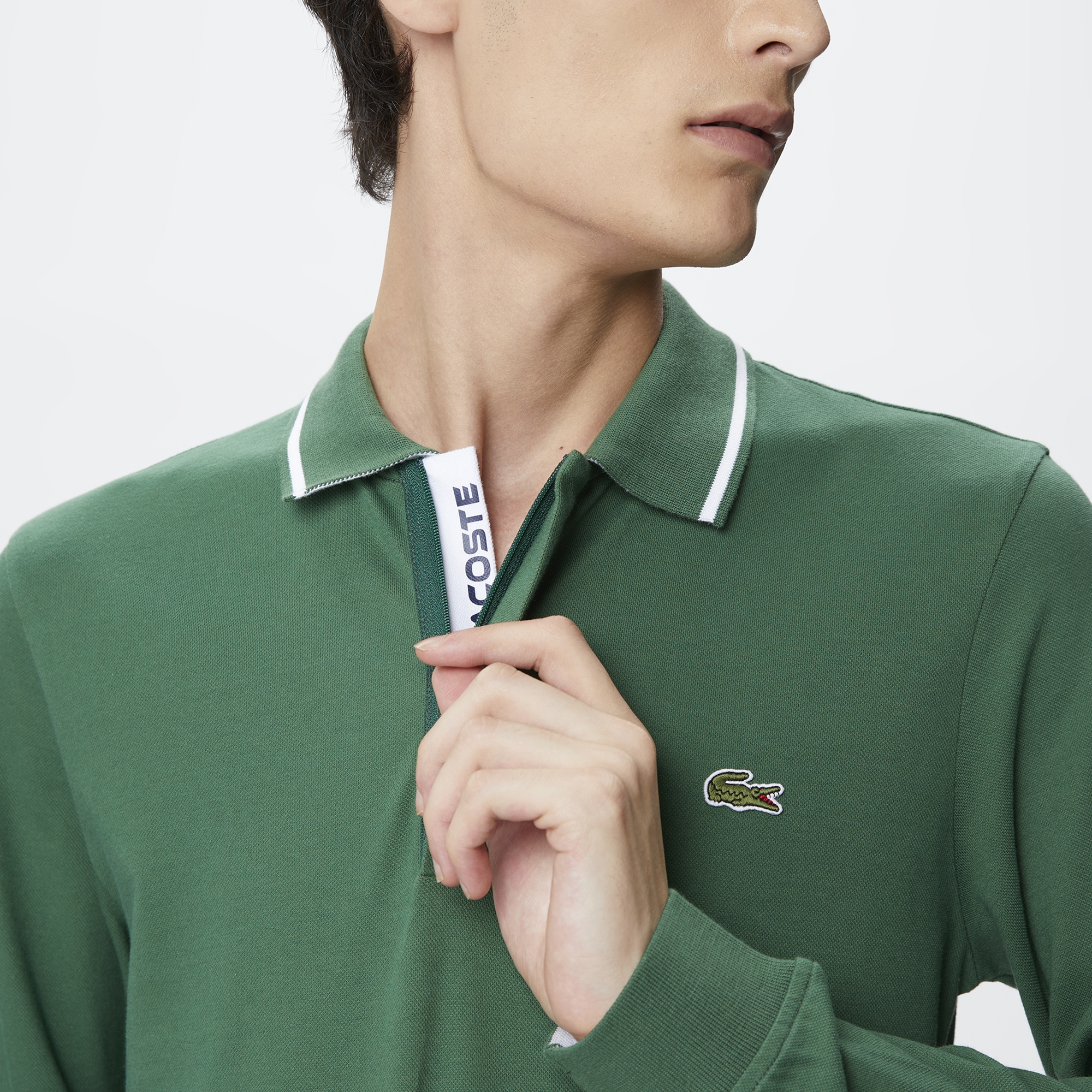 Lacoste Erkek Slim Fit Uzun Kollu Koyu Yeşil Polo