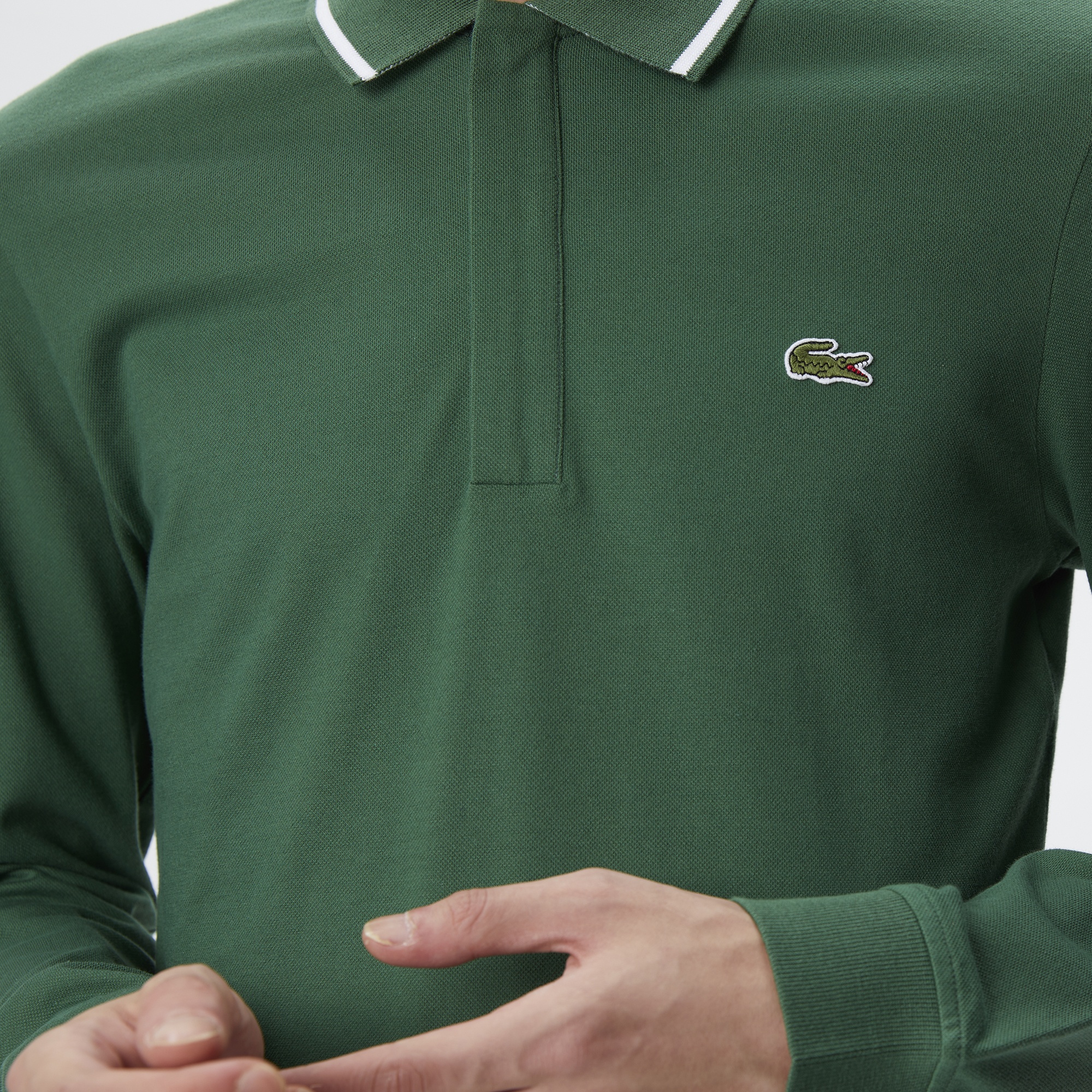 Lacoste Erkek Slim Fit Uzun Kollu Koyu Yeşil Polo