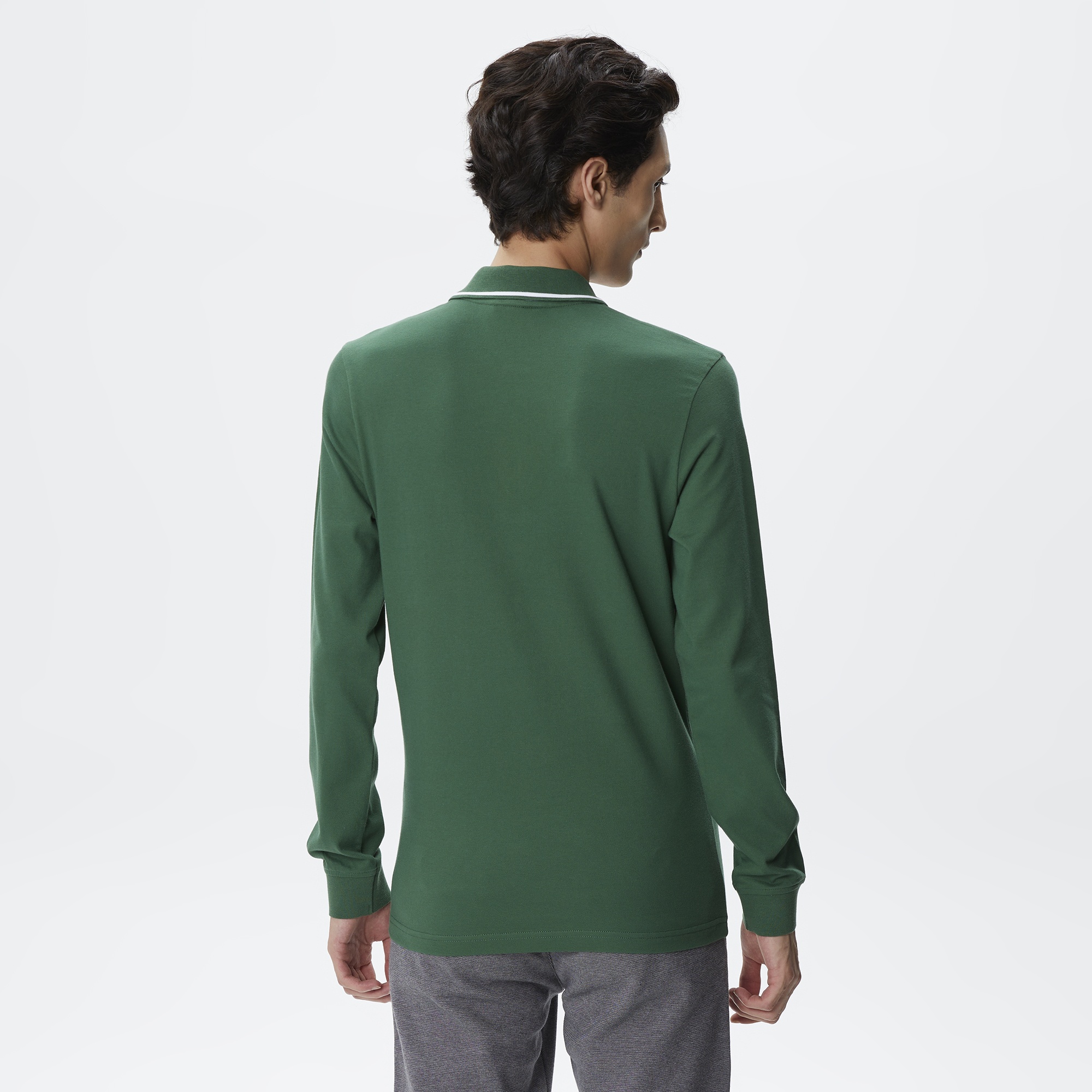Lacoste Erkek Slim Fit Uzun Kollu Koyu Yeşil Polo