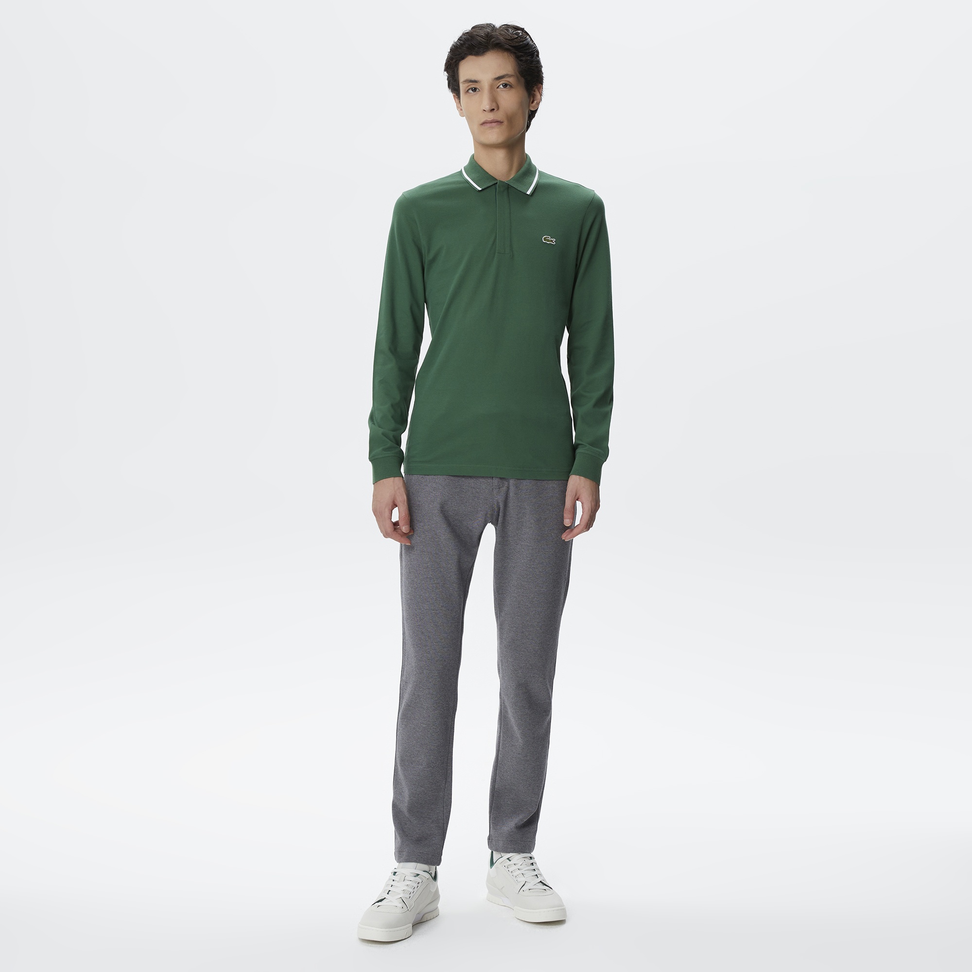 Lacoste Erkek Slim Fit Uzun Kollu Koyu Yeşil Polo