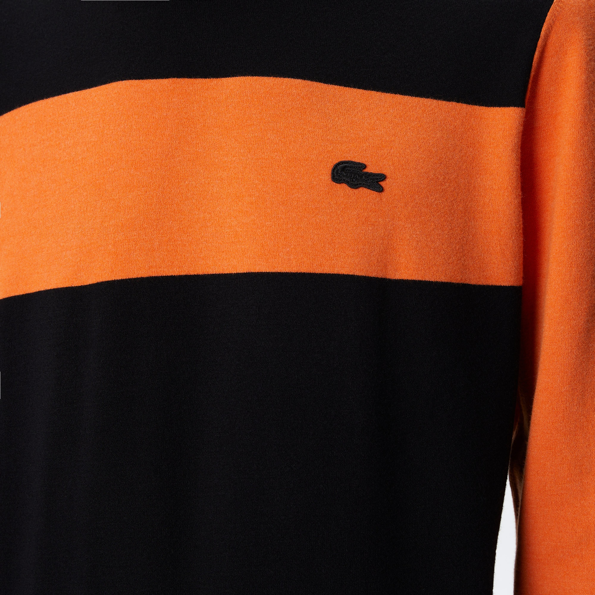 Lacoste Erkek Regular Fit Uzun Kollu Bisiklet Yaka Renk Bloklu Siyah Triko