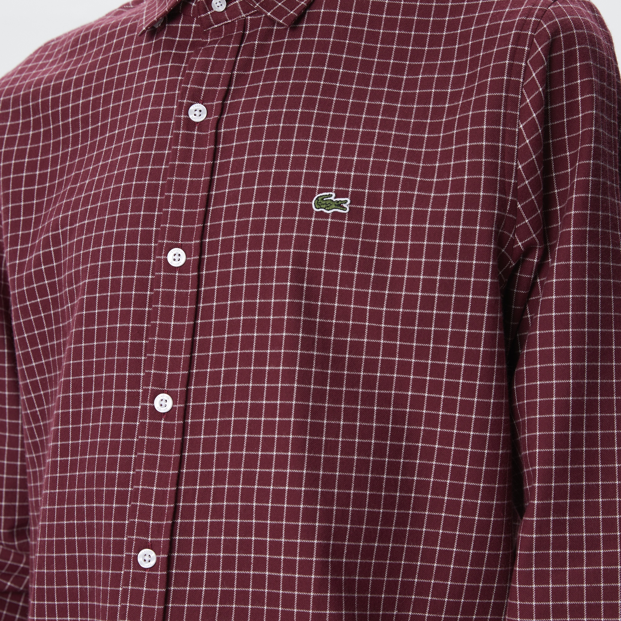 Lacoste Erkek Regular Fit Ekose Bordo Gömlek