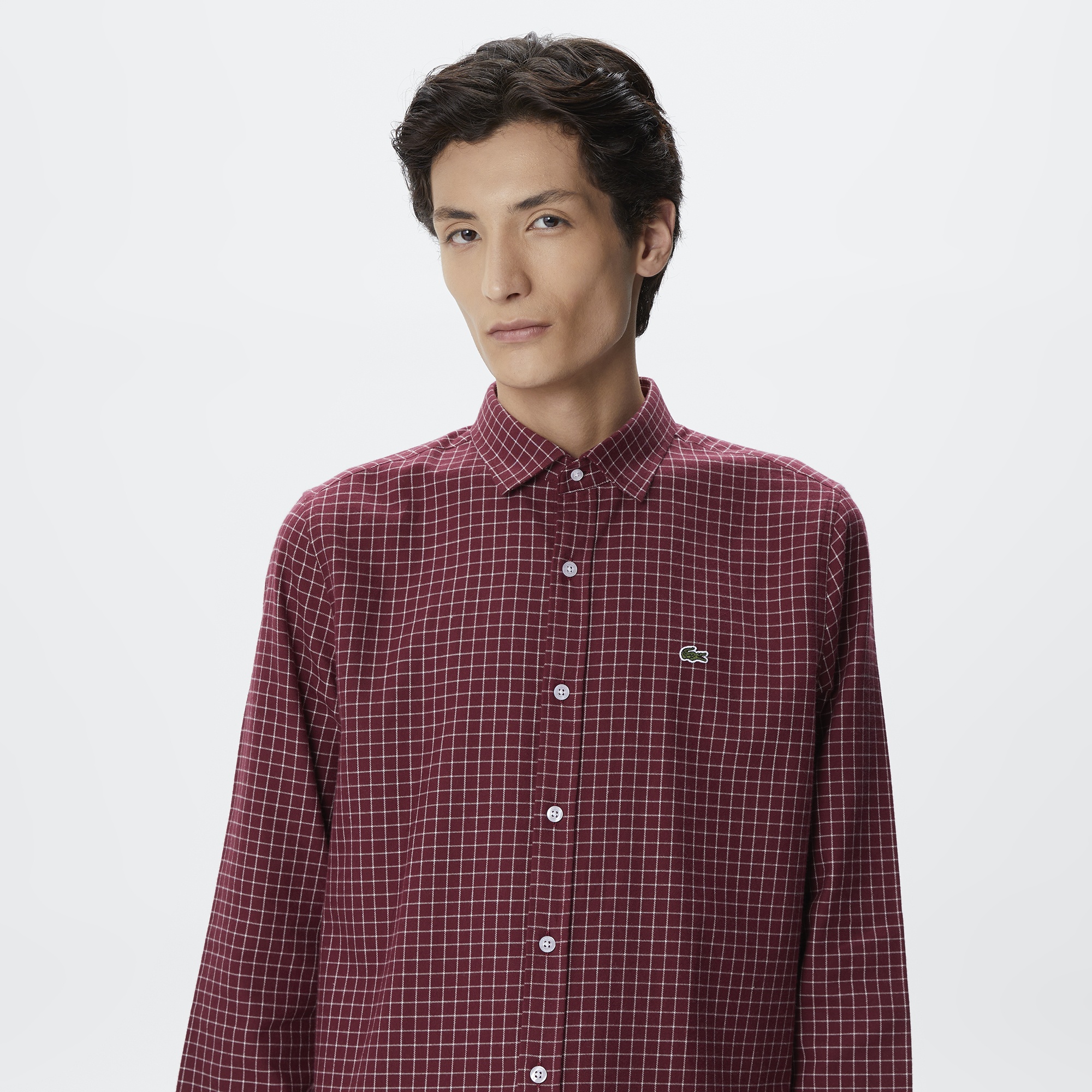 Lacoste Erkek Regular Fit Ekose Bordo Gömlek