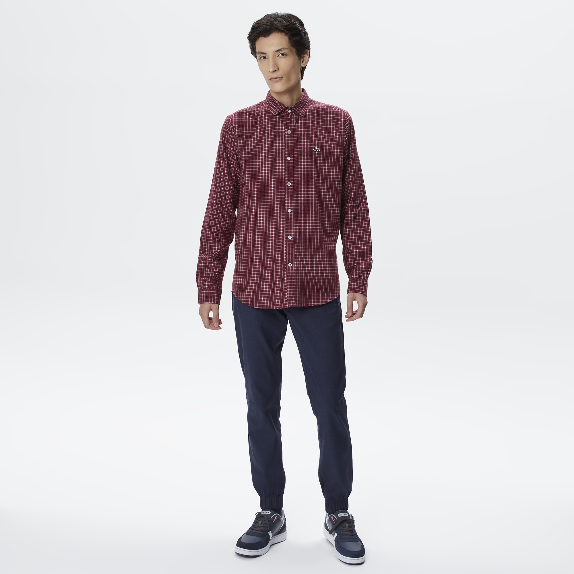 Lacoste Erkek Regular Fit Ekose Bordo Gömlek
